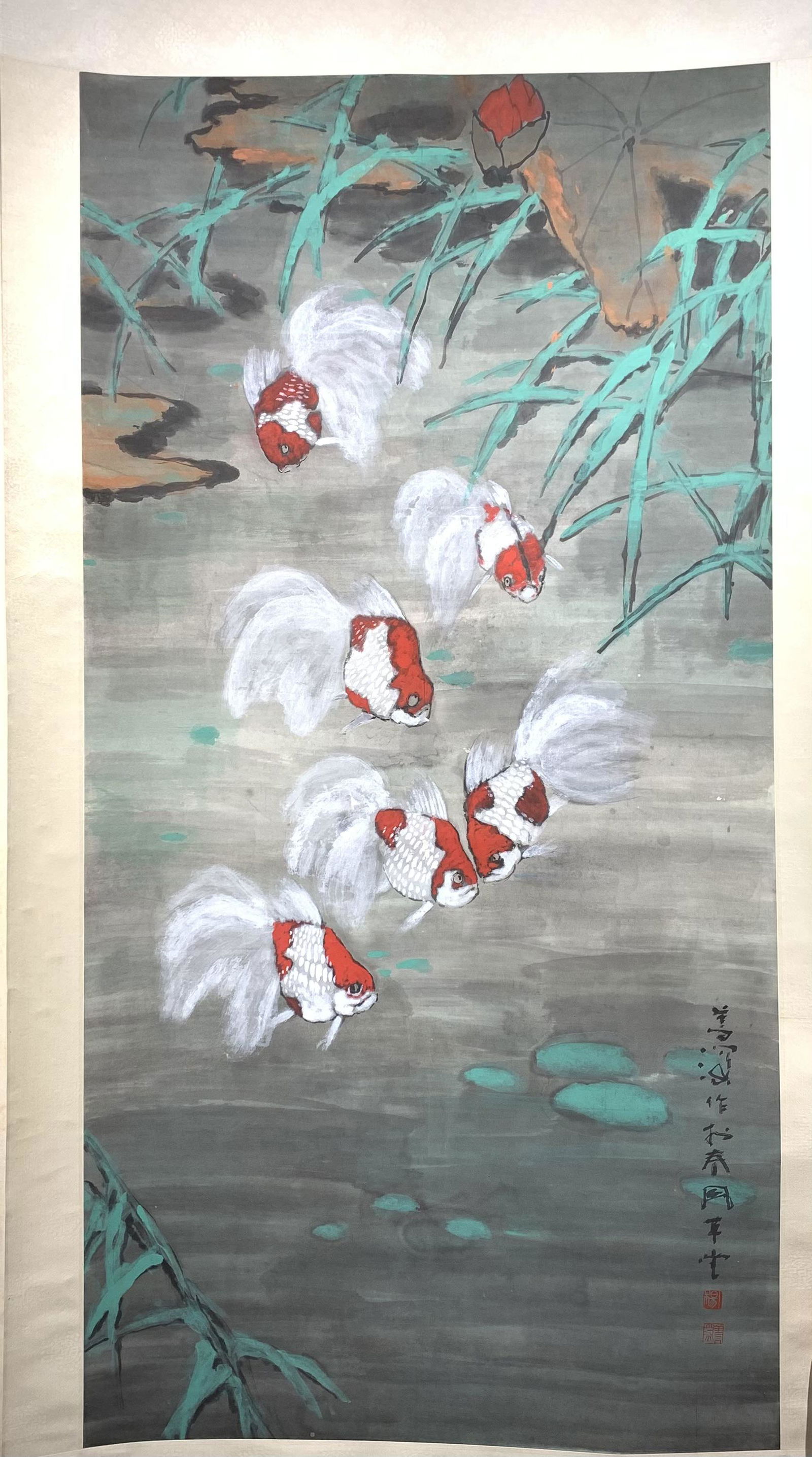 Chinese watercolour and ink painting Golden Fish (1 of 7)