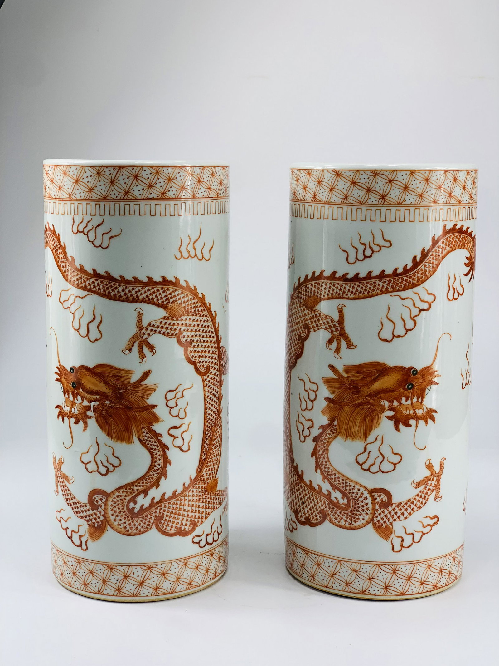 A pair of Chinese iron-red vases (1 of 5)