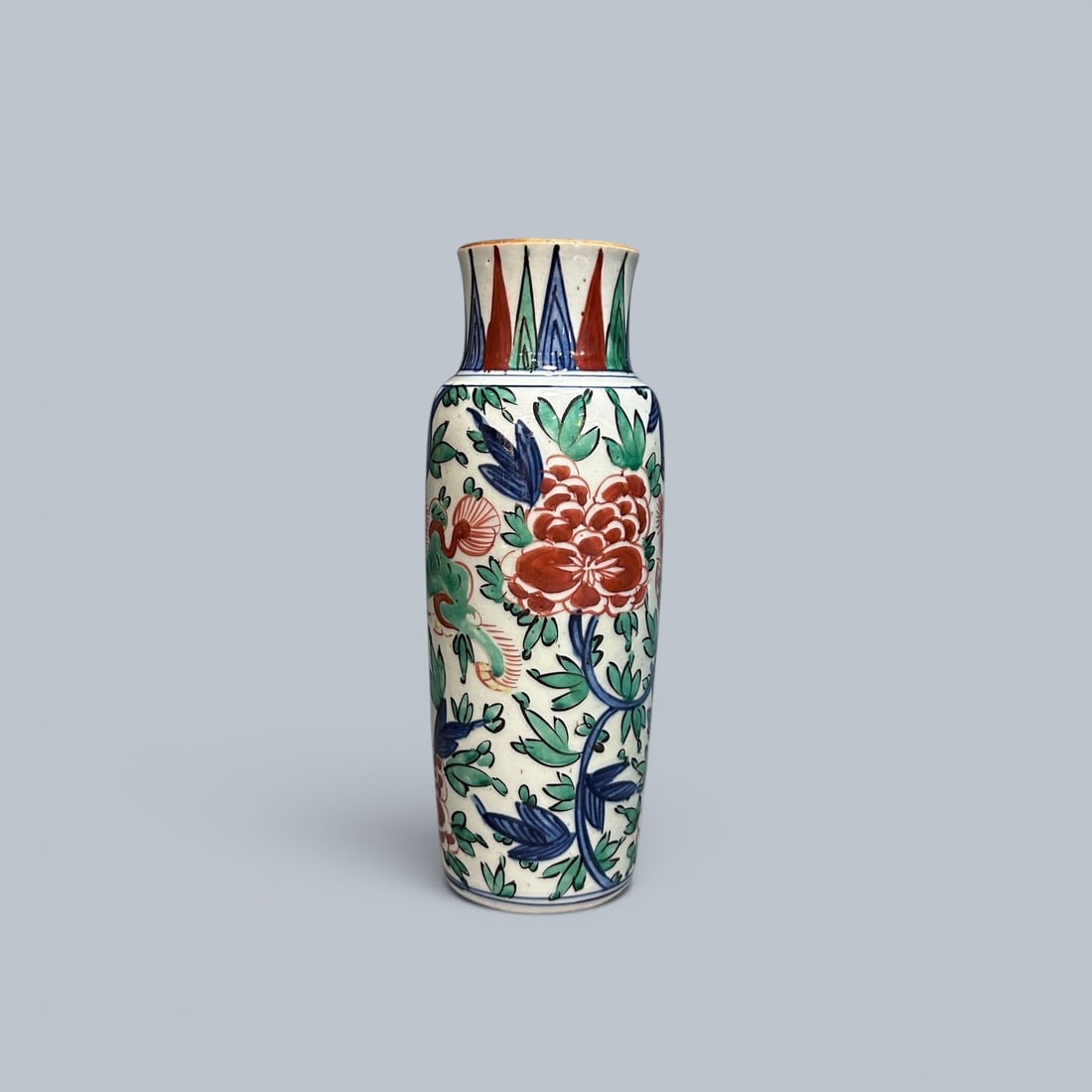 Chinese Art, A Wucai Vase Decorated with Lions and Floral Motifs, 17th Century, Qing Dynasty (1 of 4)