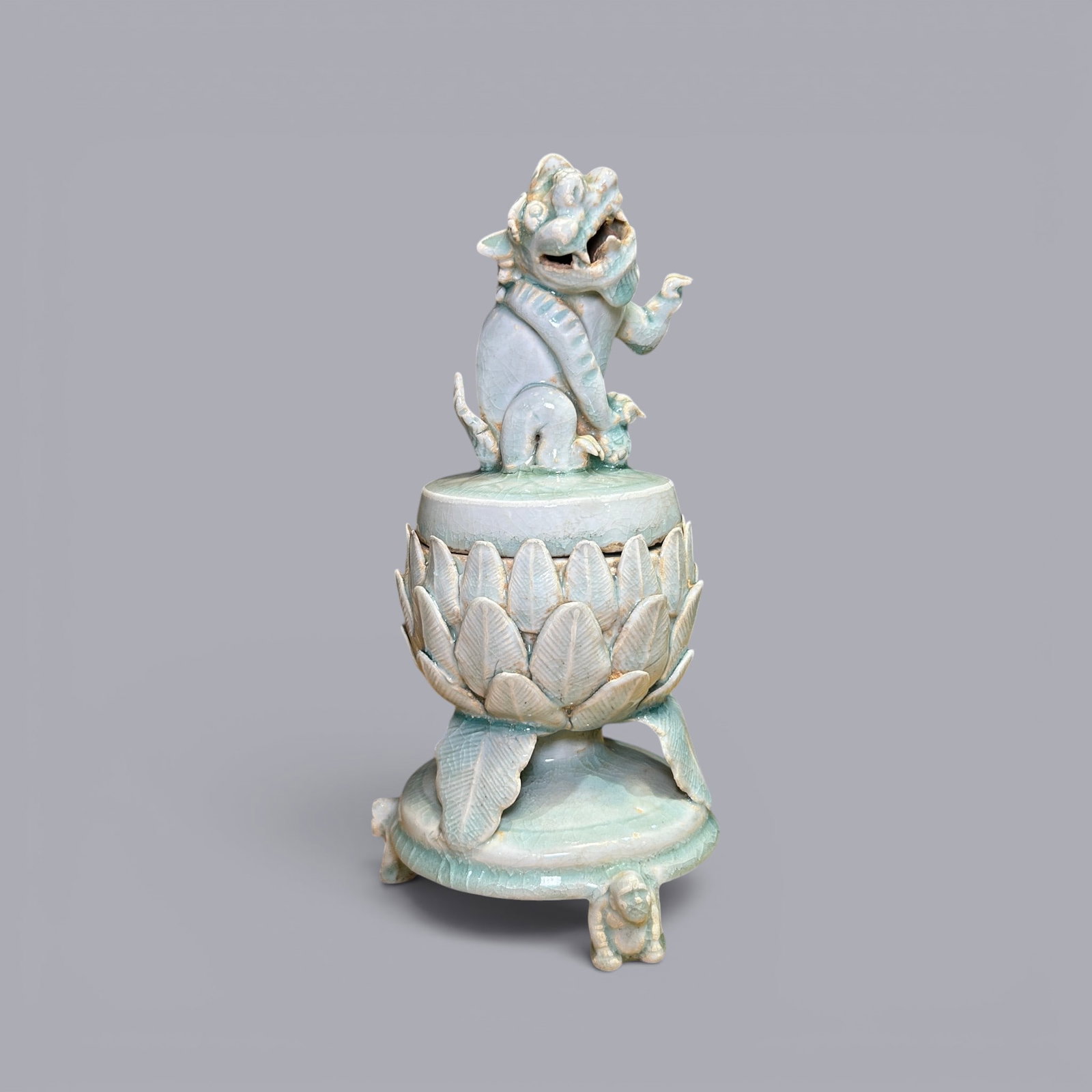 Chinese Art, A Celadon Incense Burner with Lotus and Lion Decoration, 12th-14th Century, Song (1 of 9)
