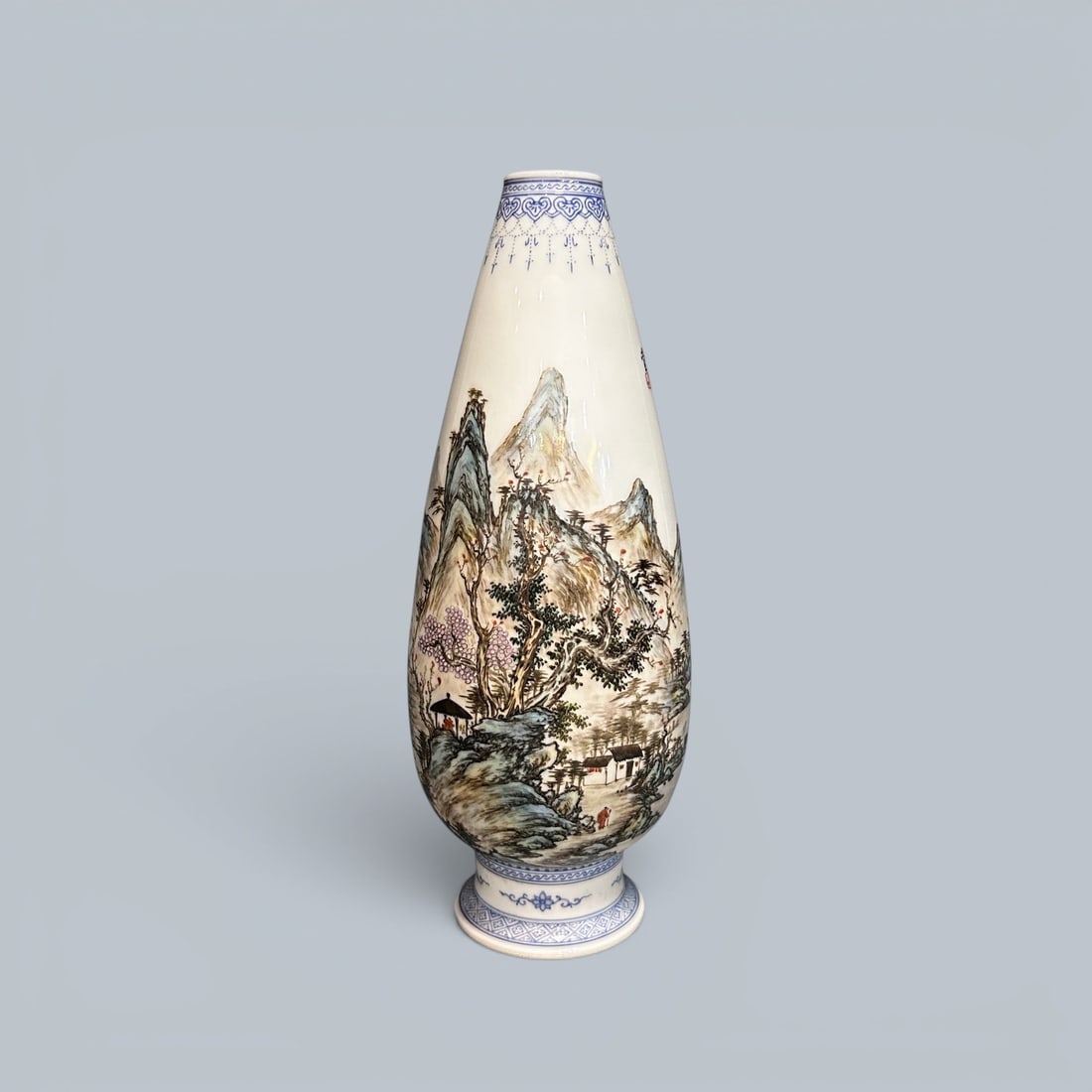 Chinese Art, A Famille Rose Vase Decorated with Landscapes, 20th Century: Chinese Art, A Famille Rose Vase Decorated with Landscapes, 20th Century, Height 29.7 cm.