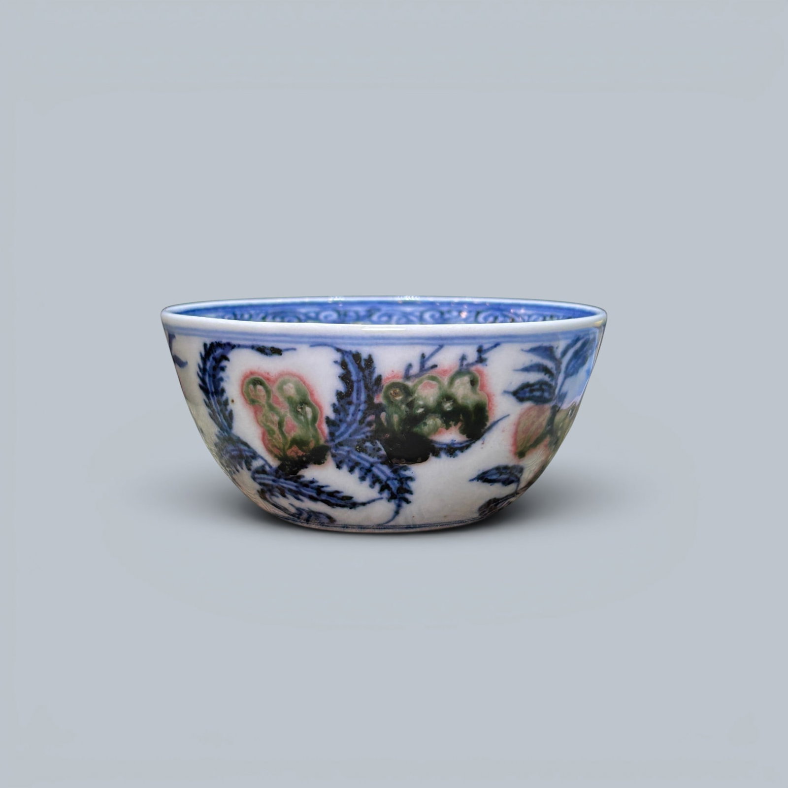 Chinese Art, A Blue and White and Underglaze Red Cup Decorated with Melons and Fruits, 14th-15th (1 of 6)