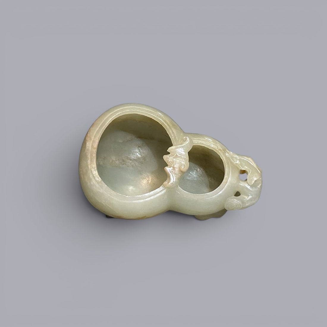 Chinese Art, A White Jade Double-Gourd Brush Washer, 18th Century, Qing Dynasty (1 of 3)