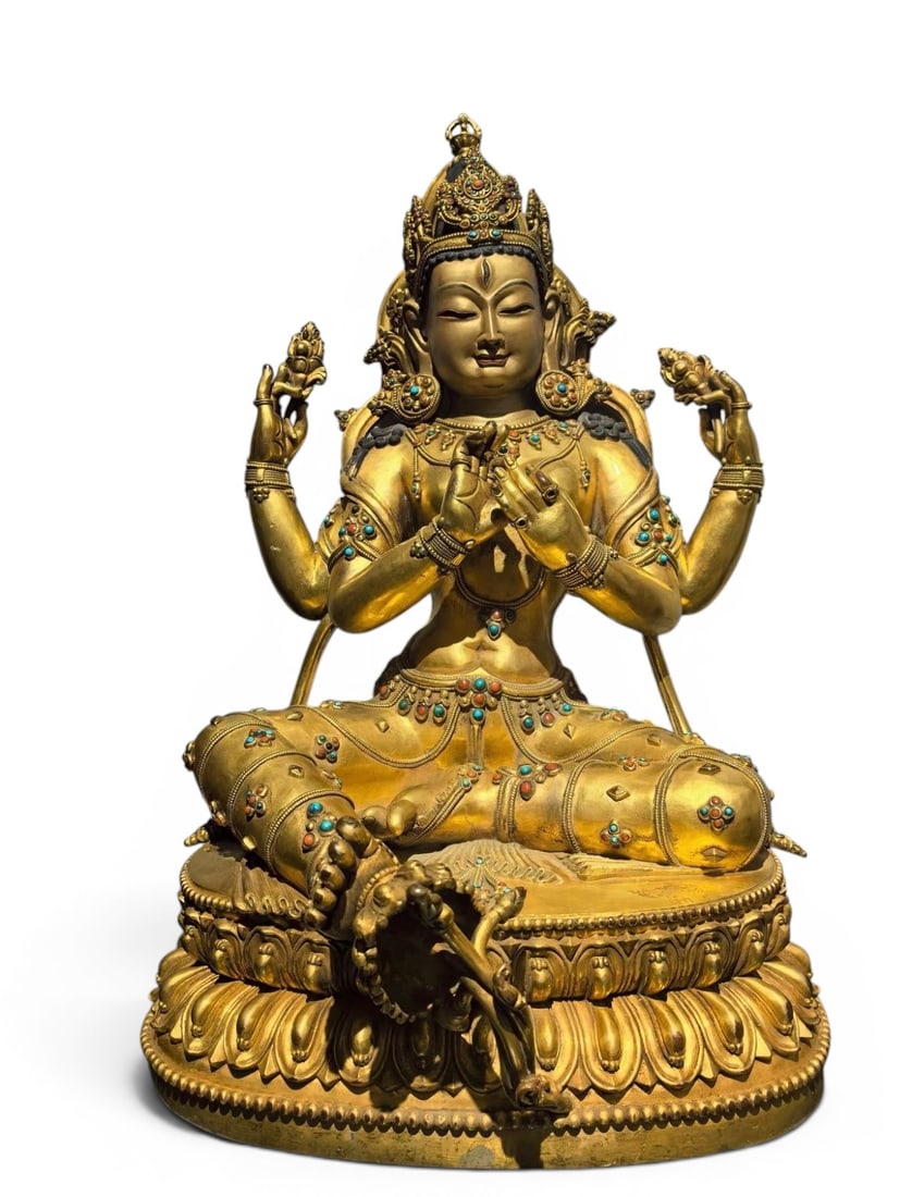 ?Himalayan Art, Tibet, A Gilt-Bronze Figure of Four-Armed Avalokiteshvara, 15th-16th Century (1 of 7)