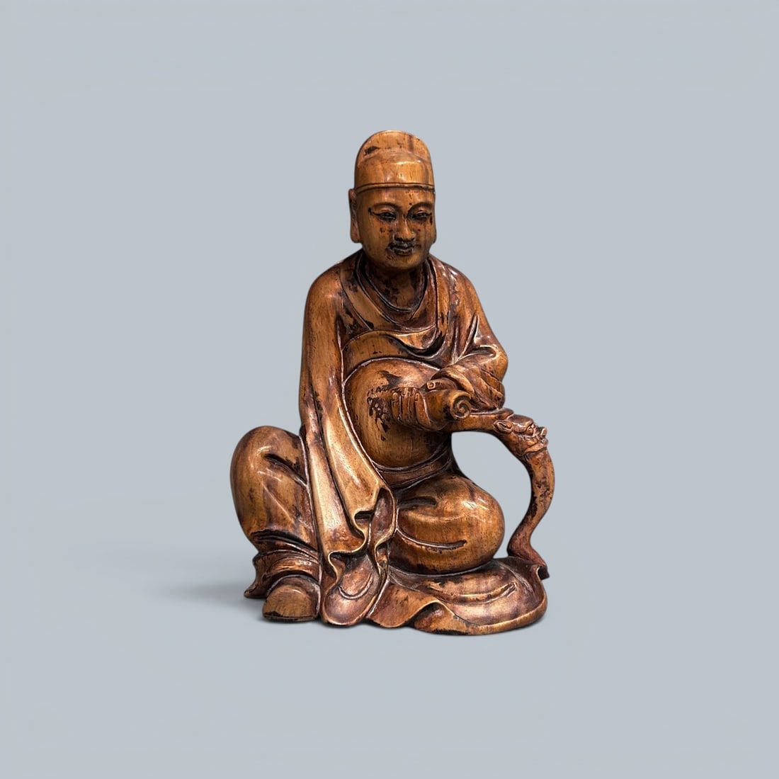 Chinese Art, A Carved Wood Figure, 18th Century, Qing Dynasty (1 of 4)