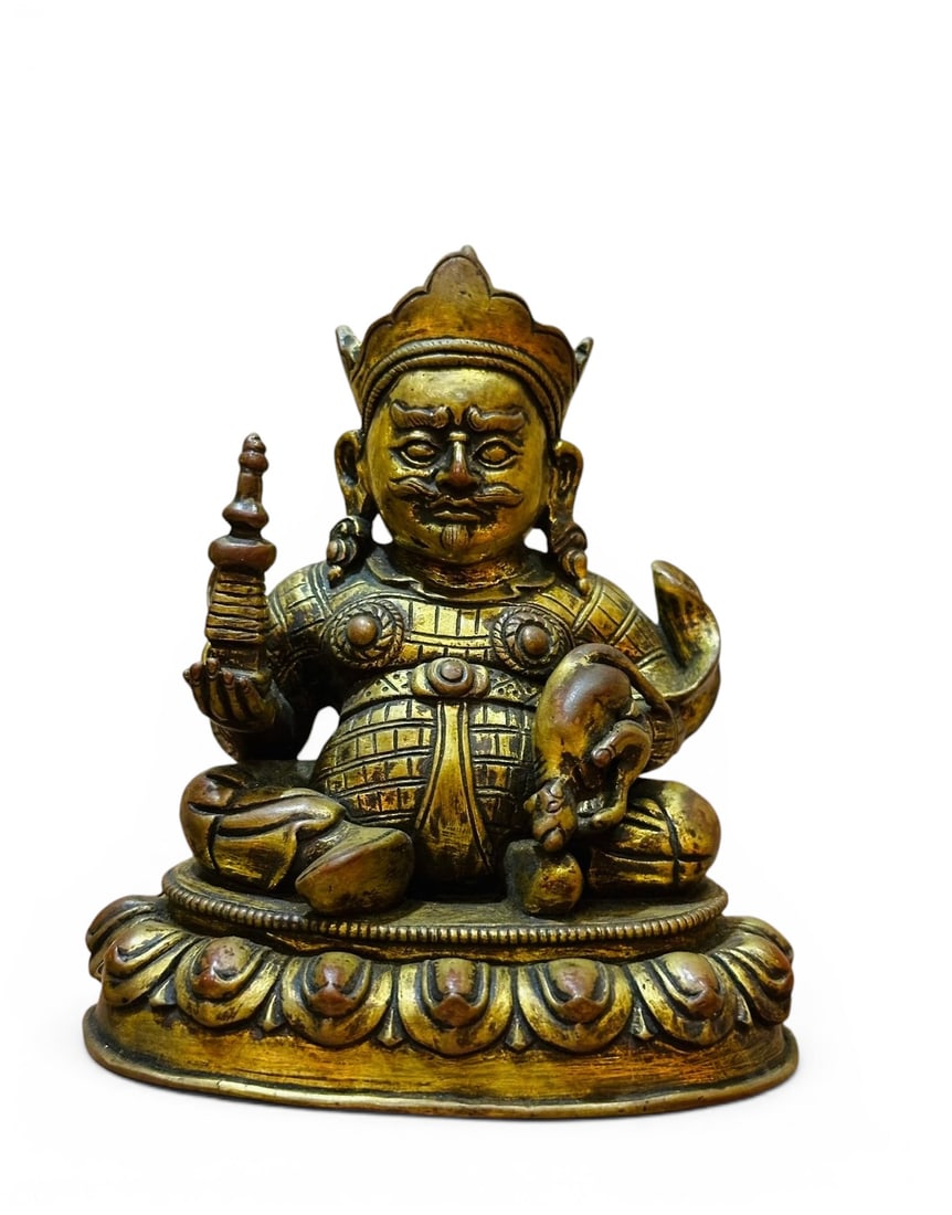 Himalayan Art, Tibet, A Gilt-Bronze Figure of Vaishravana, 18th Century: Himalayan Art, Tibet, A Gilt-Bronze Figure of Vaishravana, 18th Century, Height 11 cm.