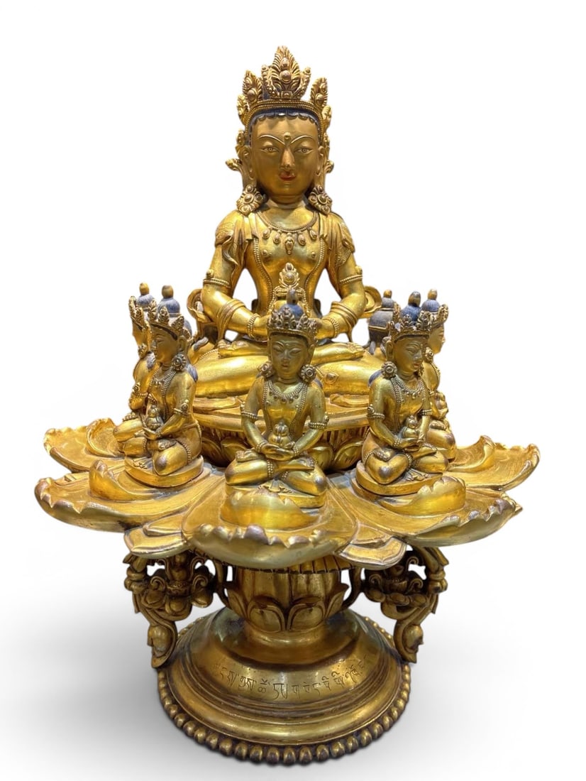 Himalayan Art, Tibet, A Gilt-Bronze Figure of Amitayus, 16th-18th Century: Himalayan Art, Tibet, A Gilt-Bronze Figure of Amitayus, 16th-18th Century, Height 49 cm.