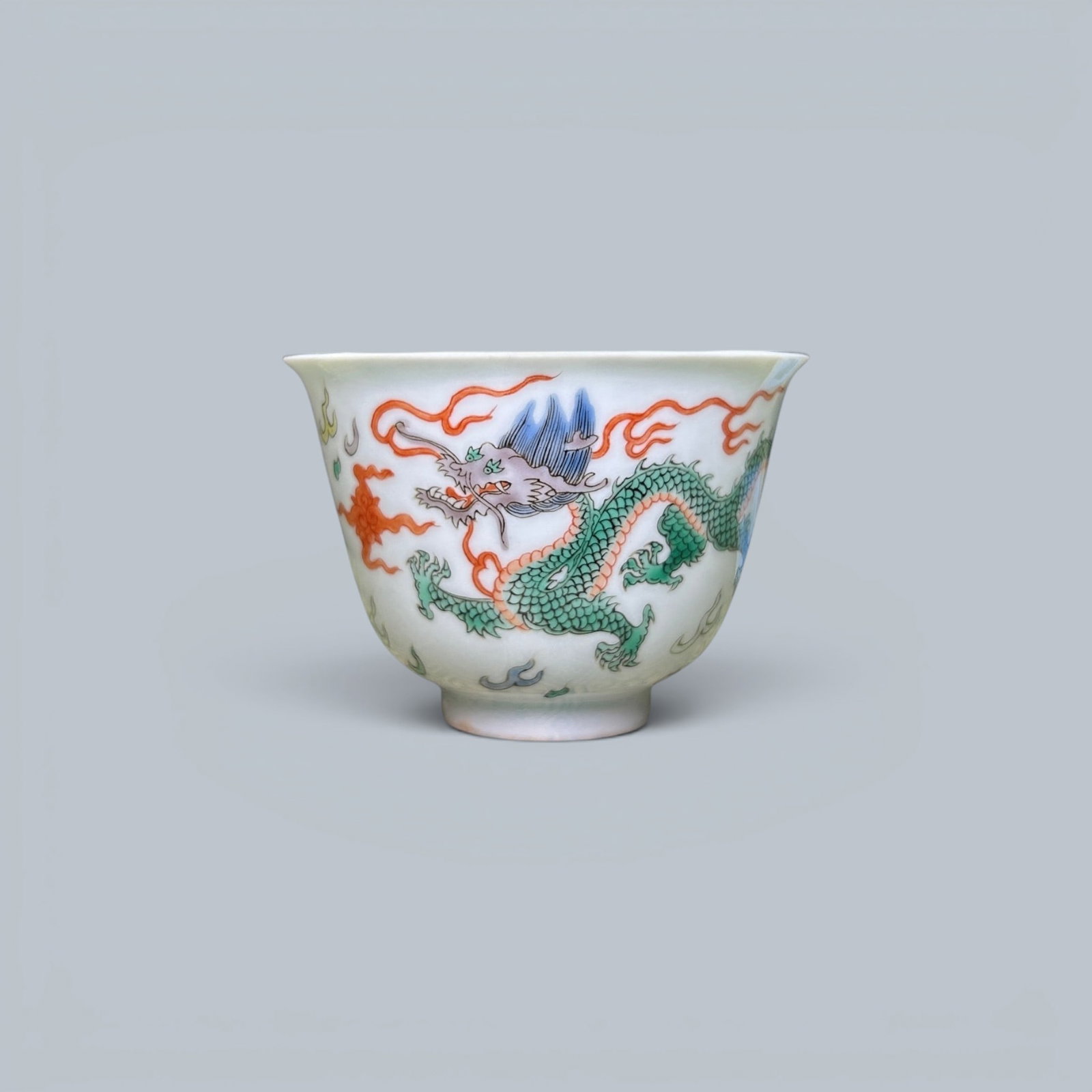 Chinese Art, A Wucai Cup Decorated with Dragons, 17th Century, Qing Dynasty (1 of 8)