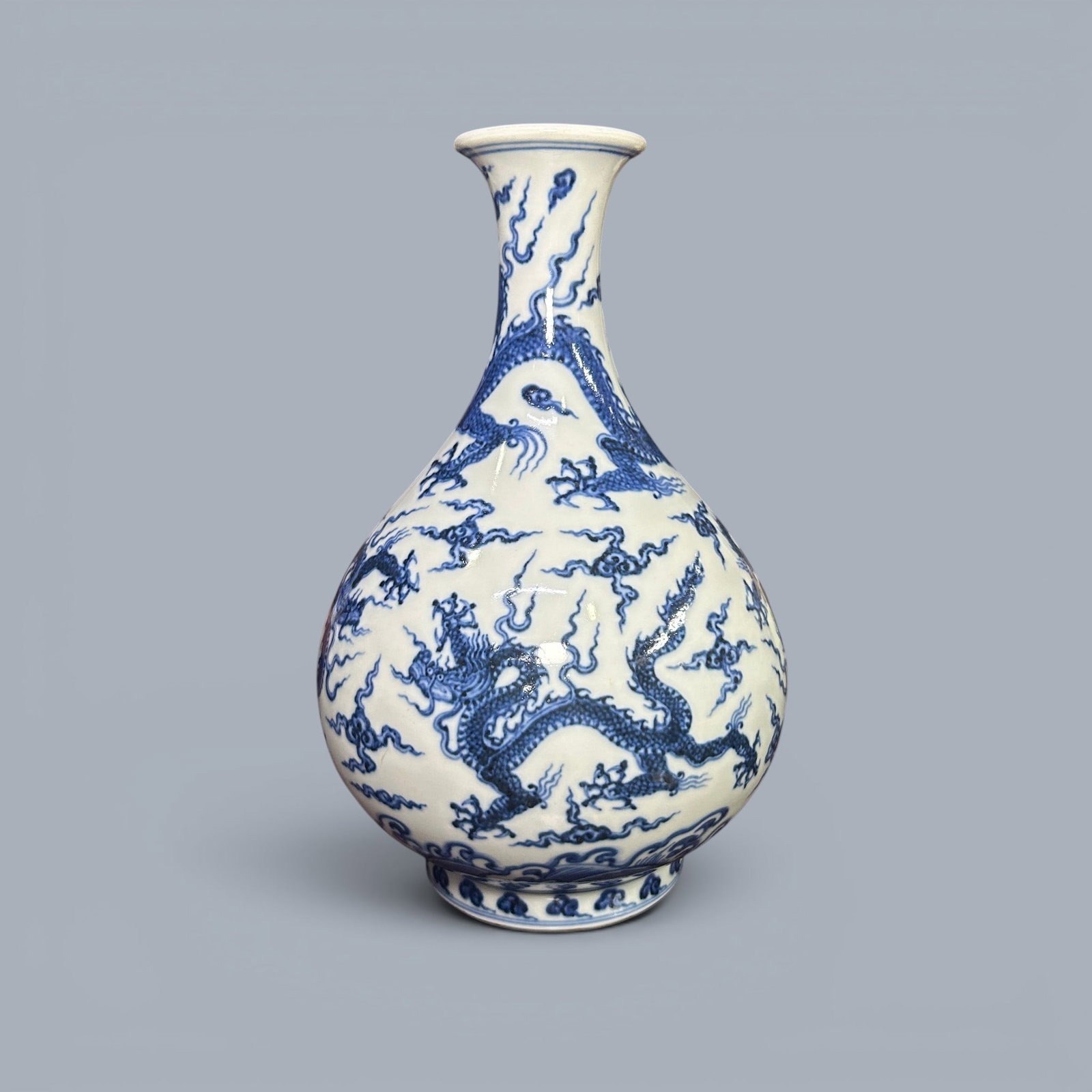 Chinese Art, A Blue and White 'Dragon' Vase, 15th Century, Ming Dynasty: Chinese Art, A Blue and White 'Dragon' Vase, 15th Century, Ming Dynasty, Diameter 28.3 cm.