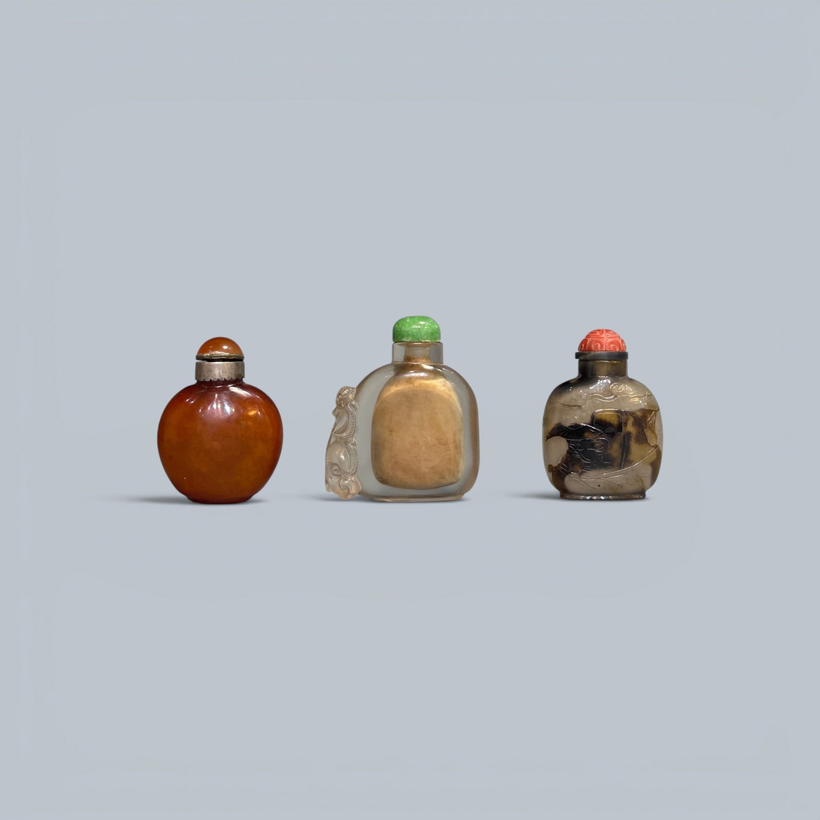 Chinese Art, A Group of Snuff Bottles of Various Materials, 18th-19th Century, Qing Dynasty (1 of 4)