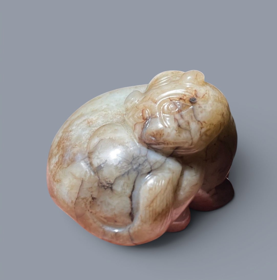 Chinese Art, A Jade Mythical Beast, 15th-17th Century, Ming Dynasty: Chinese Art, A Jade Mythical Beast, 15th-17th Century, Ming Dynasty, Height 4.4 cm, Length 3.8 cm, Width 3.1 cm.
