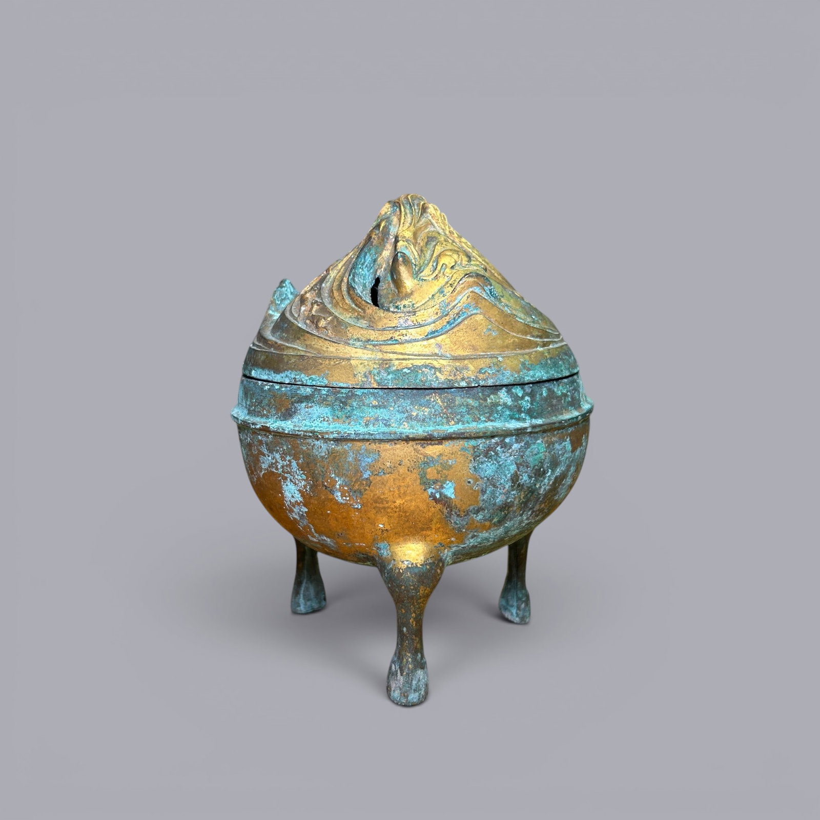 Chinese Art, A Gilt-Bronze Incense Burner with Losses, 3rd Century BC-3rd Century AD, Han Dynasty: Chinese Art, A Gilt-Bronze Incense Burner with Losses, 3rd Century BC?C3rd Century AD, Han Dynasty, Height 15.8 cm.
