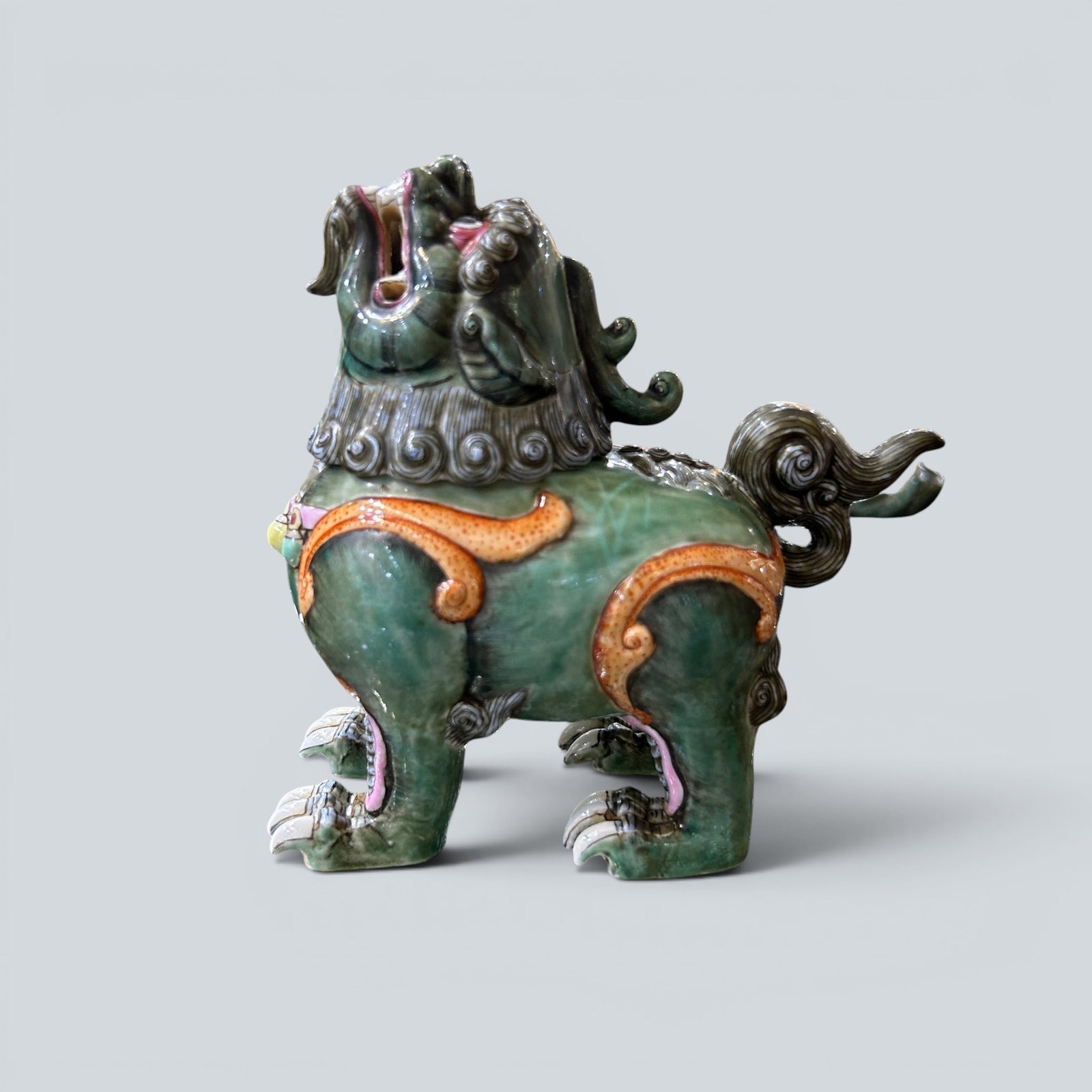 Chinese Art, A Famille Rose Lion-Shaped Incense Burner, 19th Century, Qing Dynasty (1 of 6)