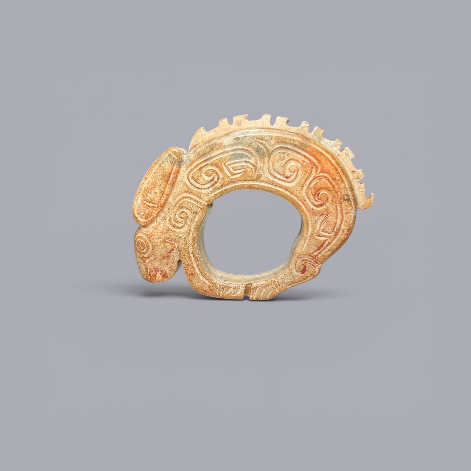 ?Chinese Art, A Jade Archer's Ring in the Form of a Rabbit, 7th-4th Century BC, Spring and Autumn: Chinese Art, A Jade Archer's Ring in the Form of a Rabbit, 7th-4th Century BC, Spring and Autumn Period, Length 5.7 cm, Width 4 cm Condition Report:good condition, no issues