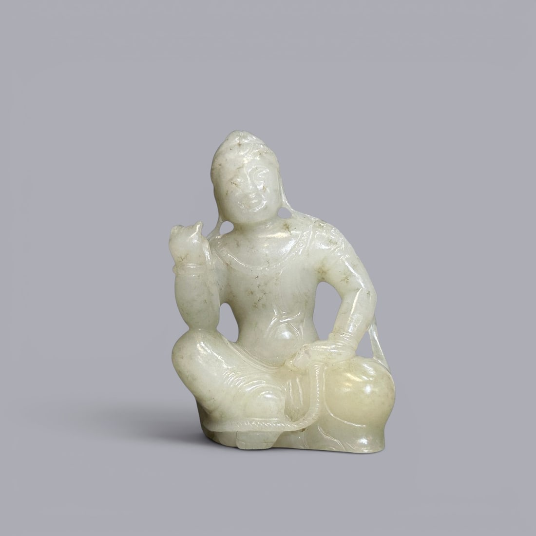 Chinese Art, A Jade Figure of Buddha, Yuan to Ming Dynasty, 13th-16th Century: Chinese Art, A Jade Figure of Buddha, Yuan to Ming Dynasty, 13th-16th Century, Height 9.9 cm, Width 5.7 cm.