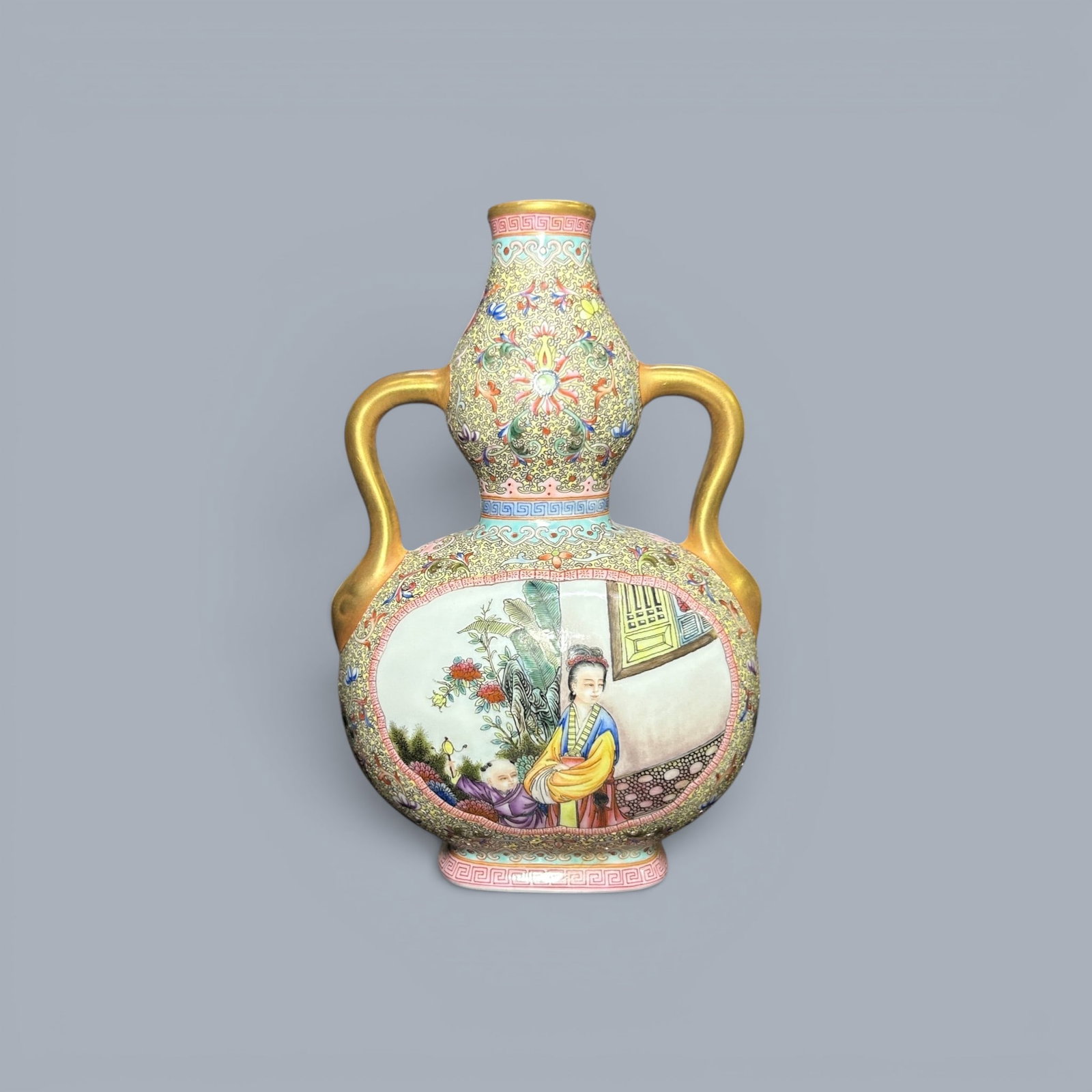 Chinese Art, A Famille Rose Double-Gourd Vase Decorated with Figures, 18th Century, Qing Dynasty (1 of 9)