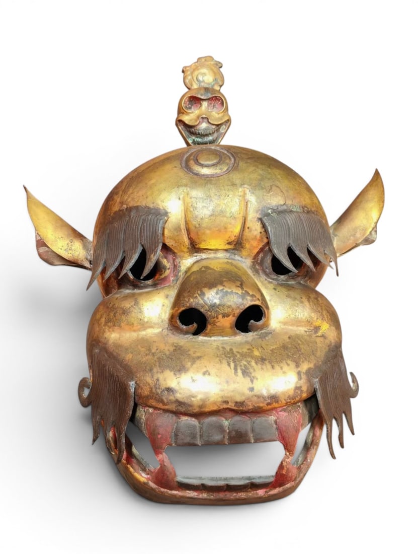 Himalayan Art, A Gilt-Bronze Mask, 16th-19th Century (1 of 5)