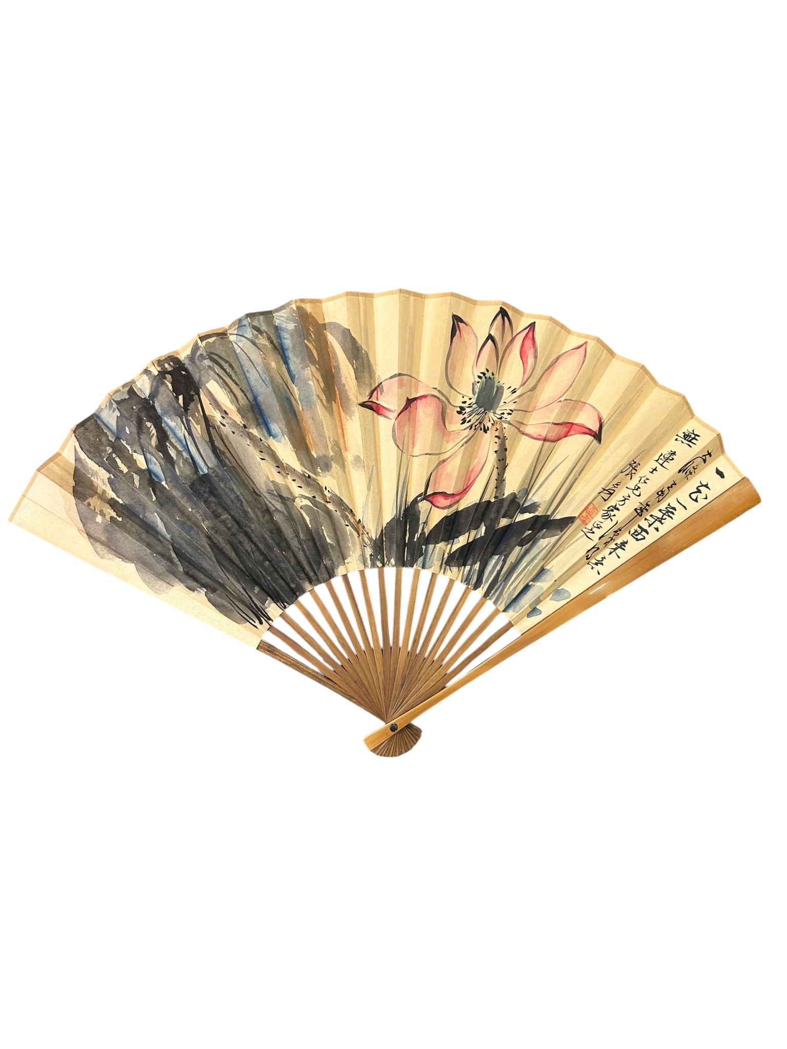 Chinese Art, A Chinese Folding Fan Signed Zhang Da qian, 20th Century, Modern Period (1 of 6)
