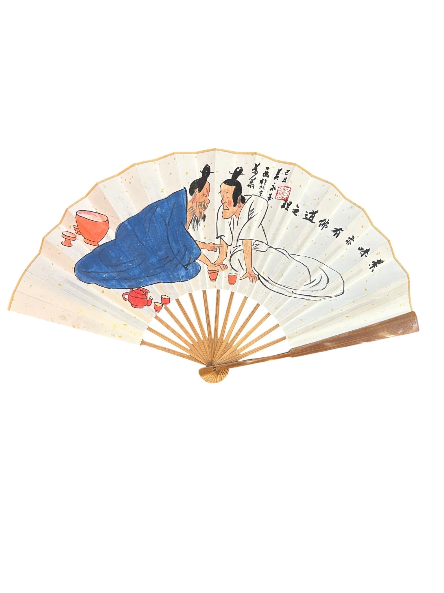 Chinese Art, A Chinese Folding Fan Signed Huang Yongyu, 20th Century, Modern Period: Chinese Art, A Chinese Folding Fan Signed Huang Yongyu, 20th Century, Modern Period, Length 32.5 cm, Width 59.5 cm.