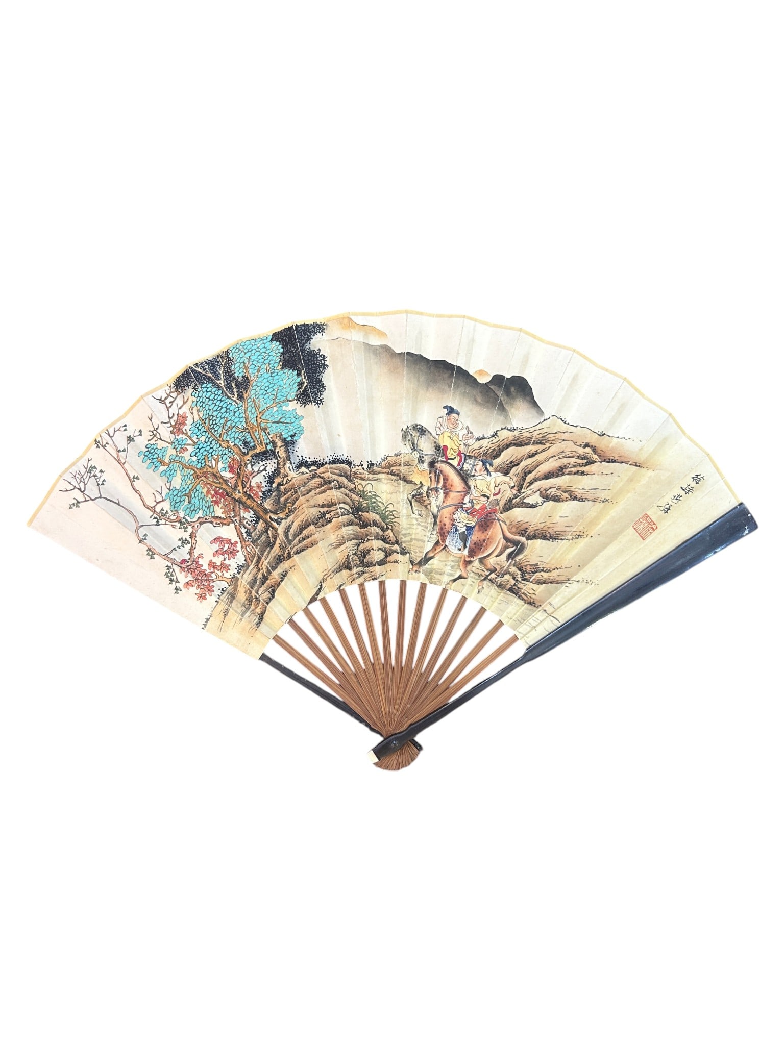 Chinese Art, A Chinese Folding Fan Signed Xu Cao, 20th Century, Modern Period (1 of 6)