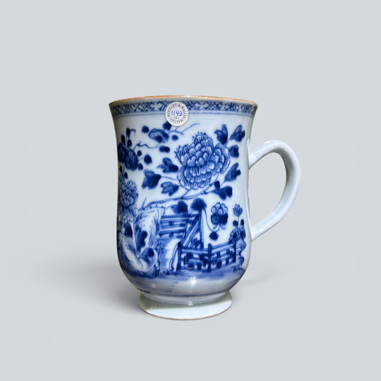Chinese Art, A Blue and White Cup Decorated with Floral Motifs, 18th Century, Qing Dynasty (1 of 5)