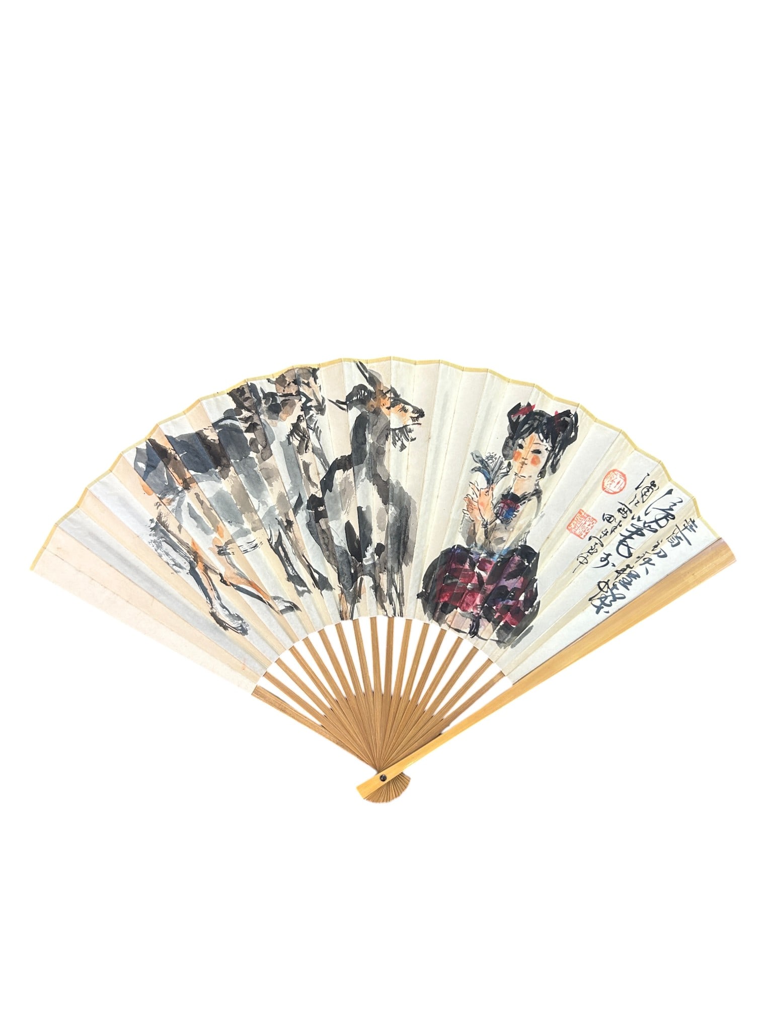 Chinese Art, A Chinese Folding Fan Signed Cheng Shifa, 20th Century, Modern Period (1 of 5)