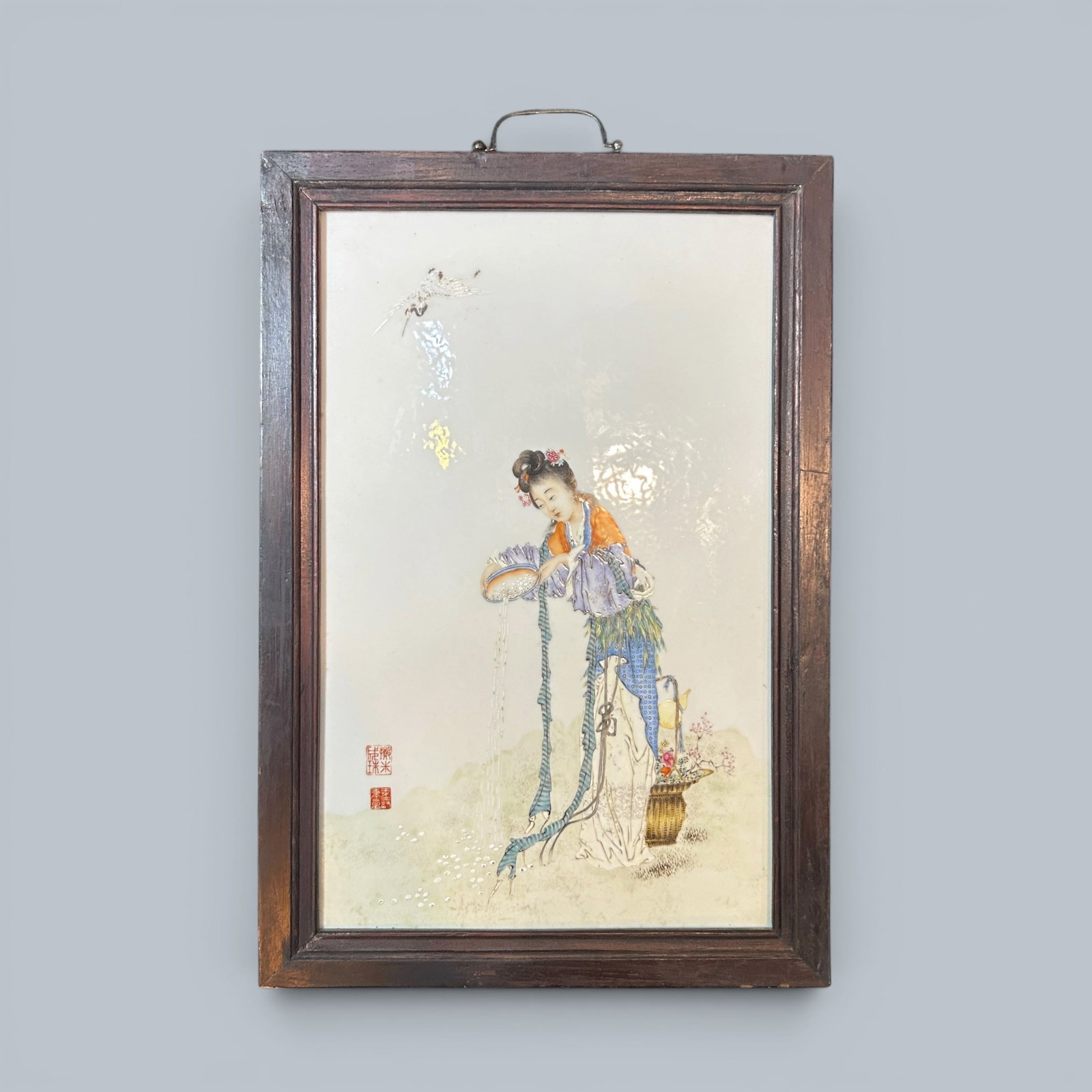 Chinese Art, A Famille Rose Porcelain Panel Decorated with Figures, 19th-20th Century, Qing (1 of 6)