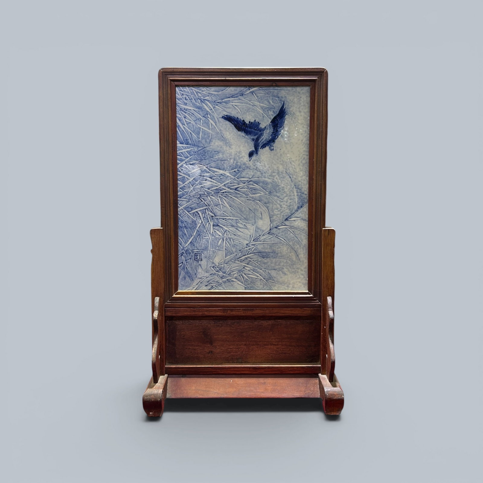 Chinese Art, A Blue and White Porcelain Panel Decorated with Geese, 20th Century, Modern Period (1 of 7)