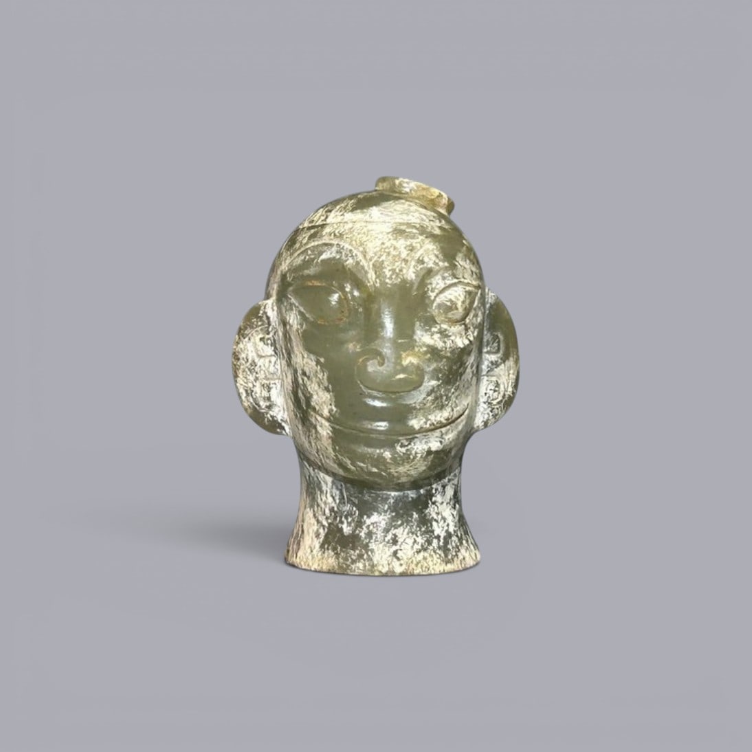 Chinese Art, A Jade Human Head, Eastern Zhou Dynasty, 11th-8th Century BC (1 of 5)