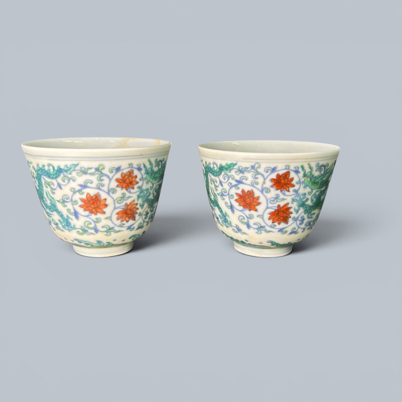 Chinese Art, A Doucai Cup Decorated with Dragons, 15th Century, Ming Dynasty: Chinese Art, A Doucai Cup Decorated with Dragons, 15th Century, Ming Dynasty, Height 4.7 cm, Diameter 6.1 cm.