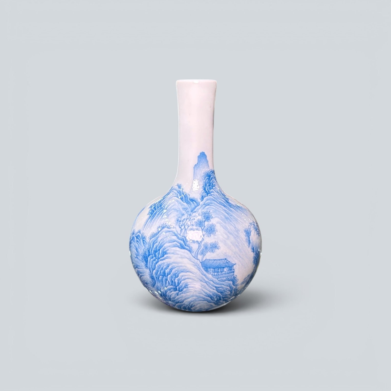 Chinese Art, A Glassy Paste Vase Decorated with Landscapes, 18th Century, Qing Dynasty: Chinese Art, A Glassy Paste Vase Decorated with Landscapes, 18th Century, Qing Dynasty, Height 10.6 cm.