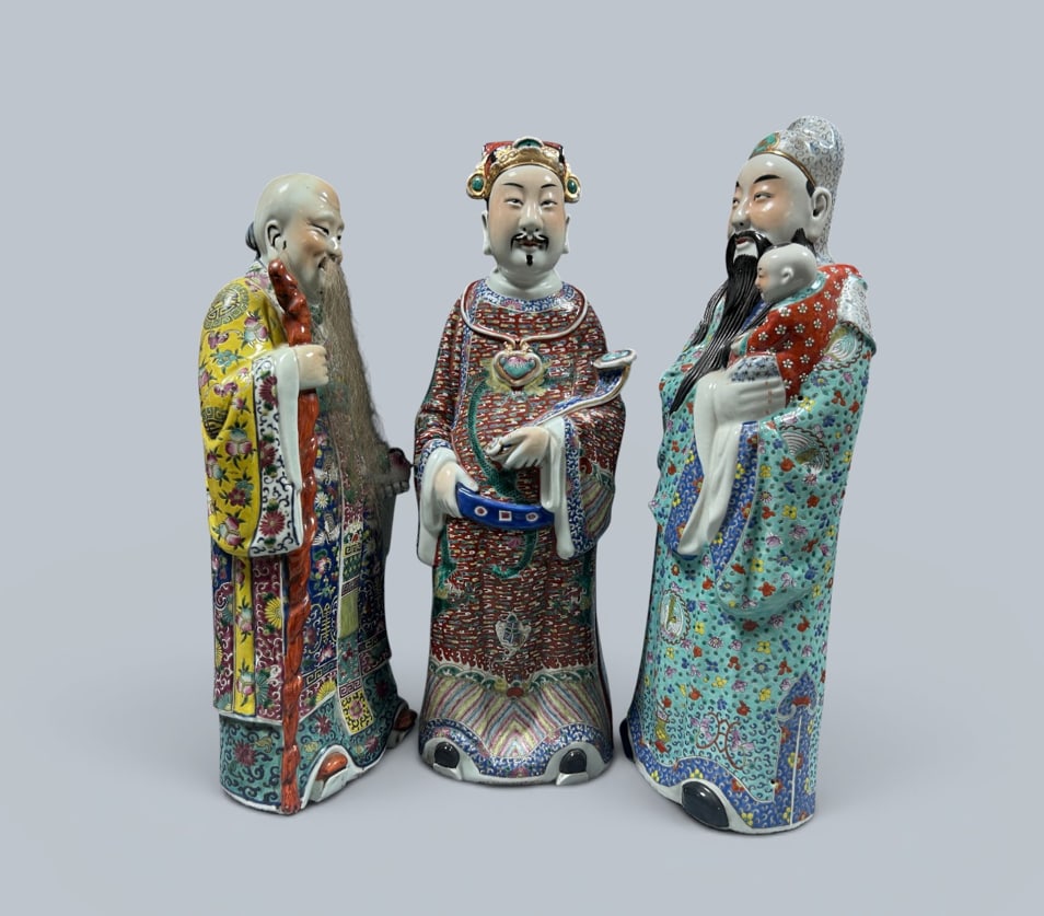 Chinese Art, A Group of Three Famille Rose Figures, 19th-20th Century, Qing Dynasty (1 of 5)