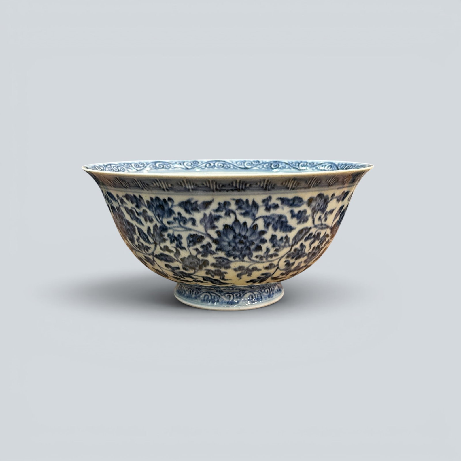 Chinese Art, A Blue and White Vessel Decorated with Floral Motifs, 18th Century, Qing Dynasty (1 of 5)