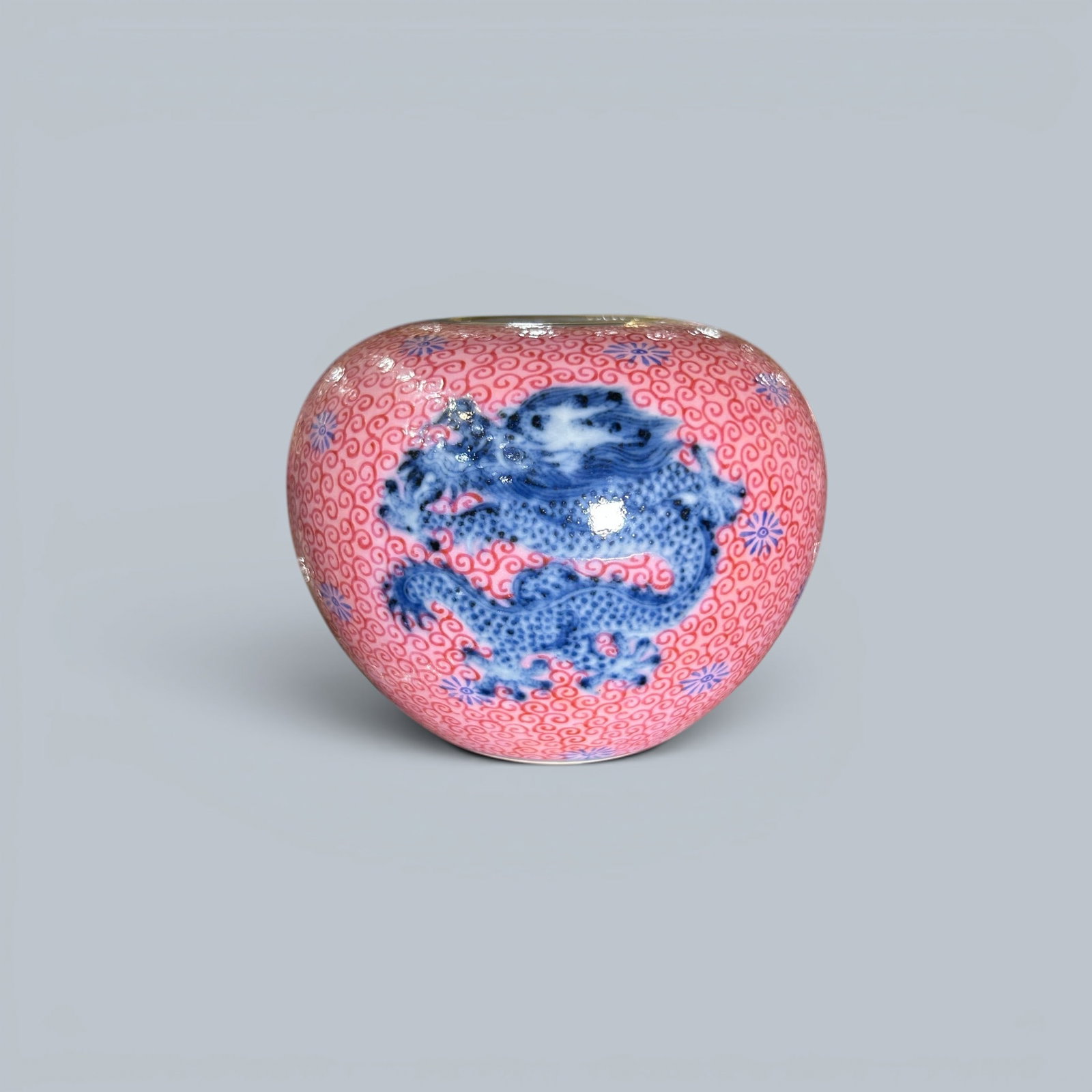 Chinese Art, A Blue and White and Famille Rose Dragon-Decorated Brush Washer, 18th-19th Century (1 of 6)