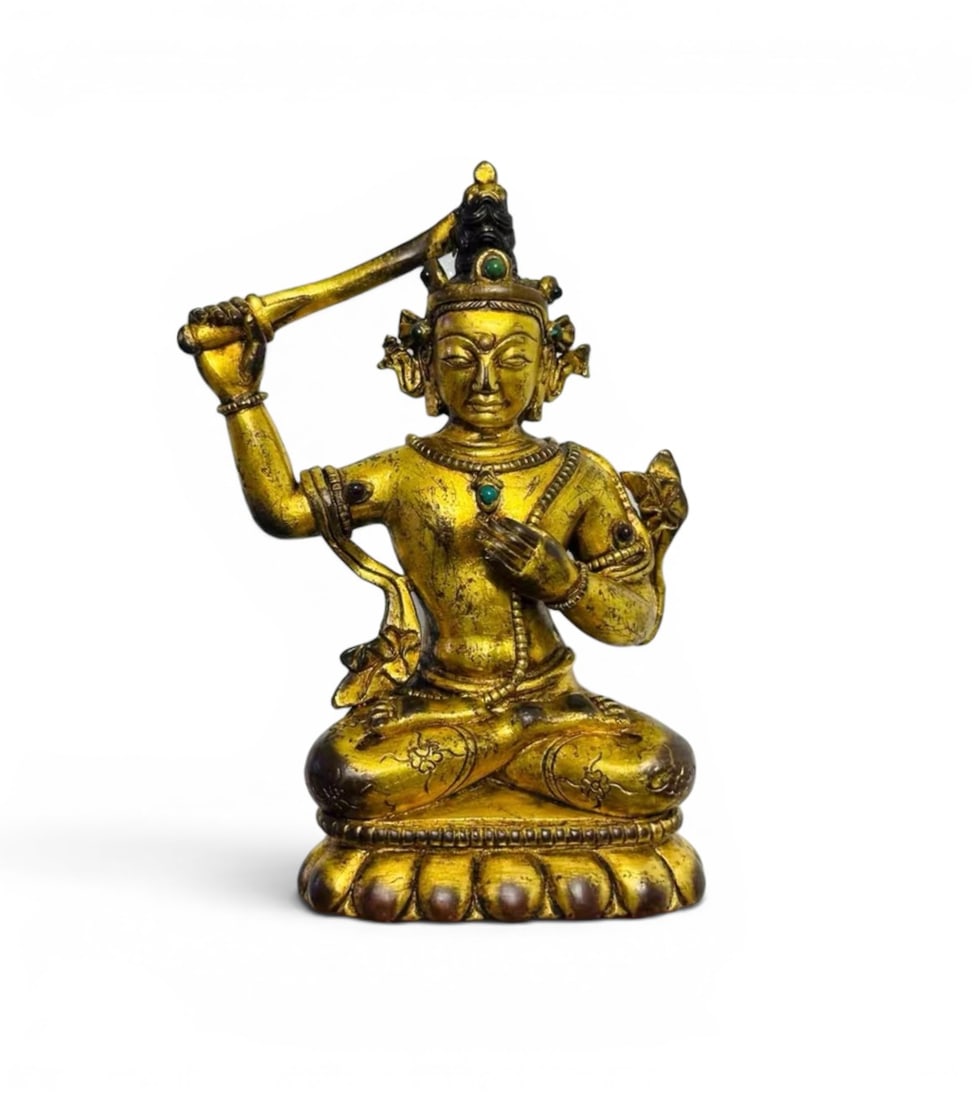 Himalayan Art, Tibet, A Gilt-Bronze Figure of Manjushri Holding a Sword, 15th-16th Century (1 of 5)