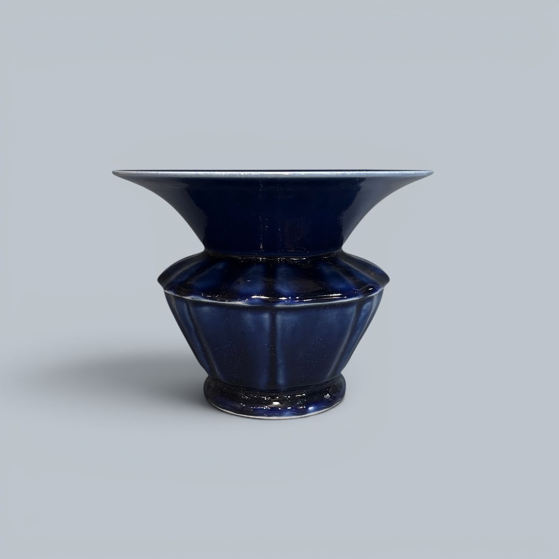 Chinese Art, A Blue-Glazed Floral Vessel, 18th Century, Qing Dynasty (1 of 3)