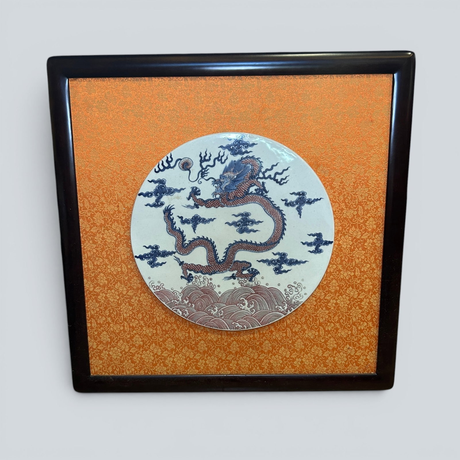 Chinese Art, A Blue and White Underglaze Red Porcelain Panel Decorated with Dragons, 17th Century, (1 of 6)