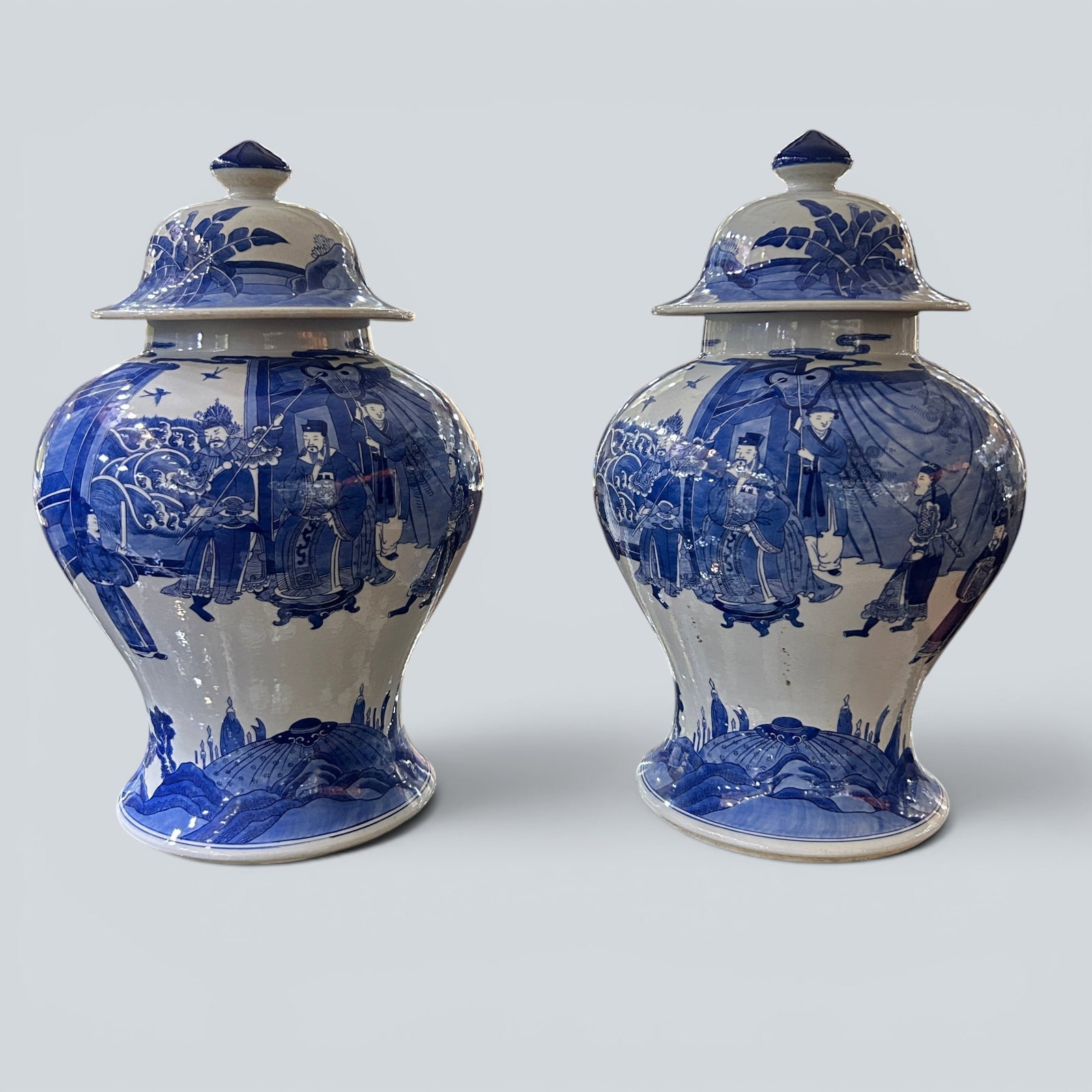 Chinese Art, A Group of Blue and White Jars Decorated with Figures, 19th Century, Qing Dynasty (1 of 10)