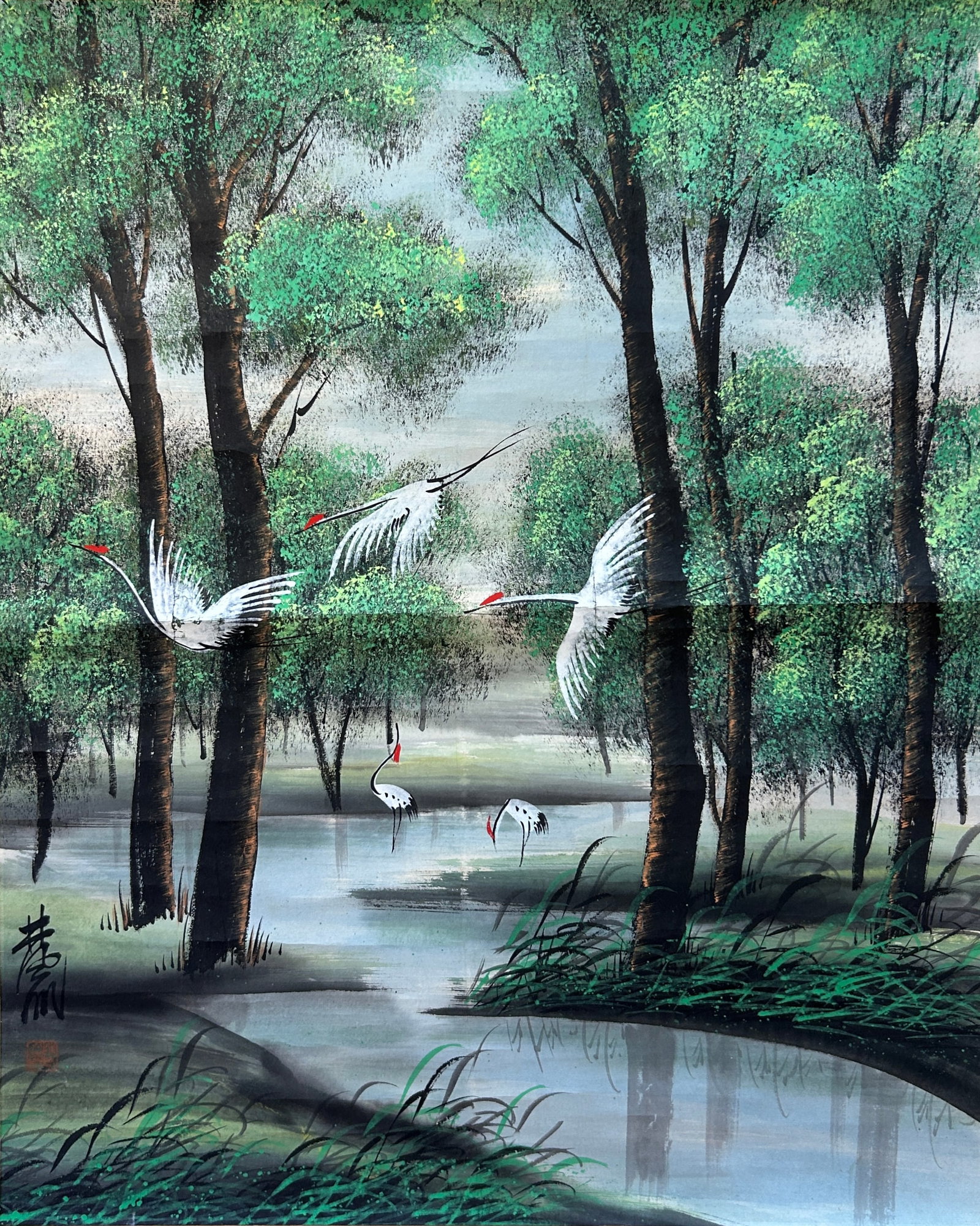 Chinese Art, A Chinese Painting Signed Lin Fengmian, 20th Century, Modern Period: Chinese Art, A Chinese Painting Signed Lin Fengmian, 20th Century, Modern Period, Length 68 cm, Width 56 cm.