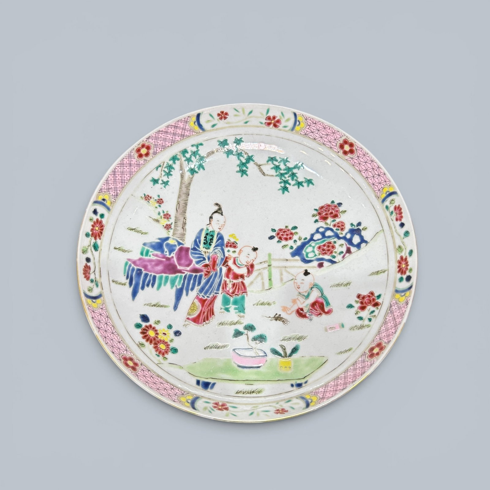 Chinese Art, A Famille Rose Dish Decorated with Figures, 18th Century, Qing Dynasty (1 of 2)