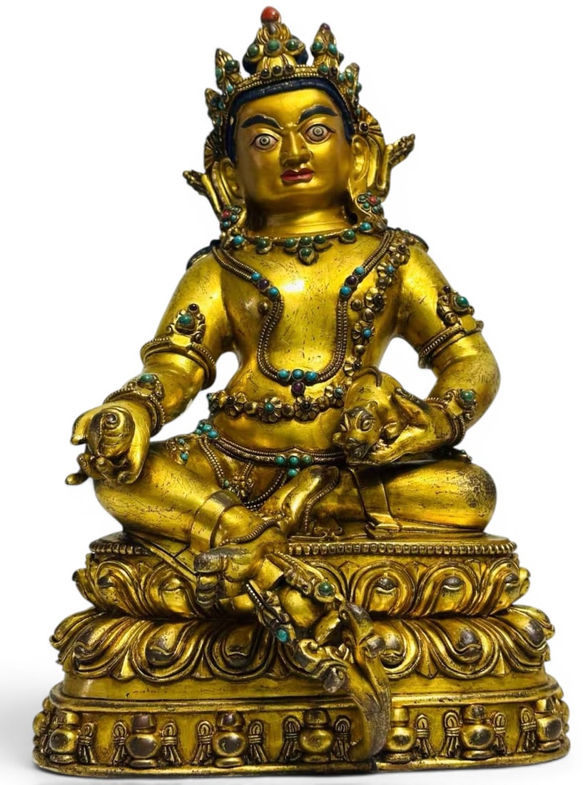 Himalayan Art, Tibet, A Gilt-Bronze Figure of a Wealth Deity, 15th-17th Century: Himalayan Art, Tibet, A Gilt-Bronze Figure of a Wealth Deity, 15th-17th Century, Height 32 cm.