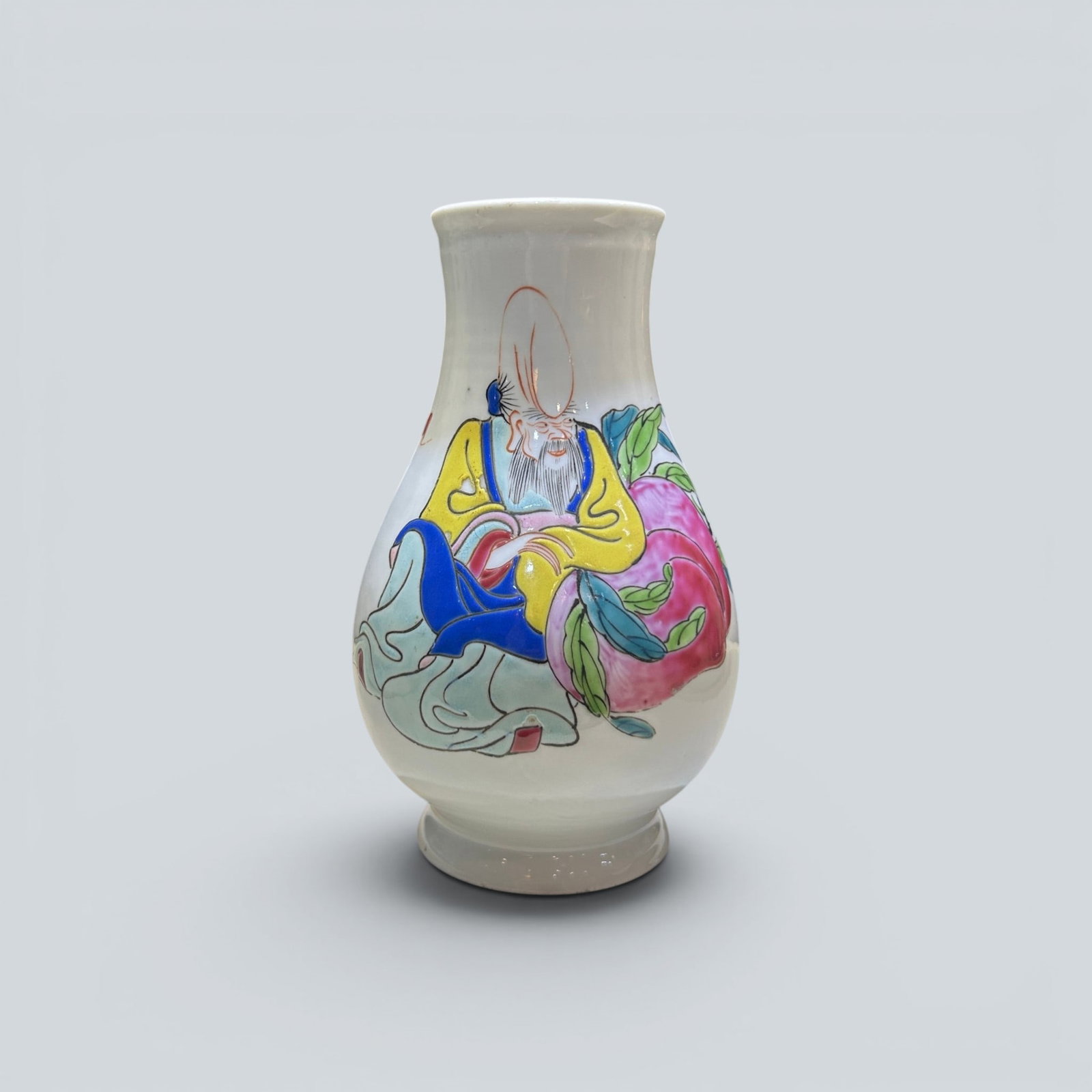 Chinese Art, A Famille Rose Vase Decorated with Figures, 18th Century, Qing Dynasty: Chinese Art, A Famille Rose Vase Decorated with Figures, 18th Century, Qing Dynasty, Height 15.2 cm.