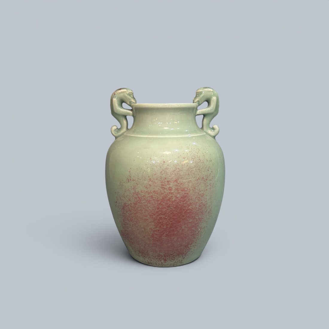 Chinese Art, A Celadon and Underglaze Red Vase, 18th Century, Qing Dynasty (1 of 3)