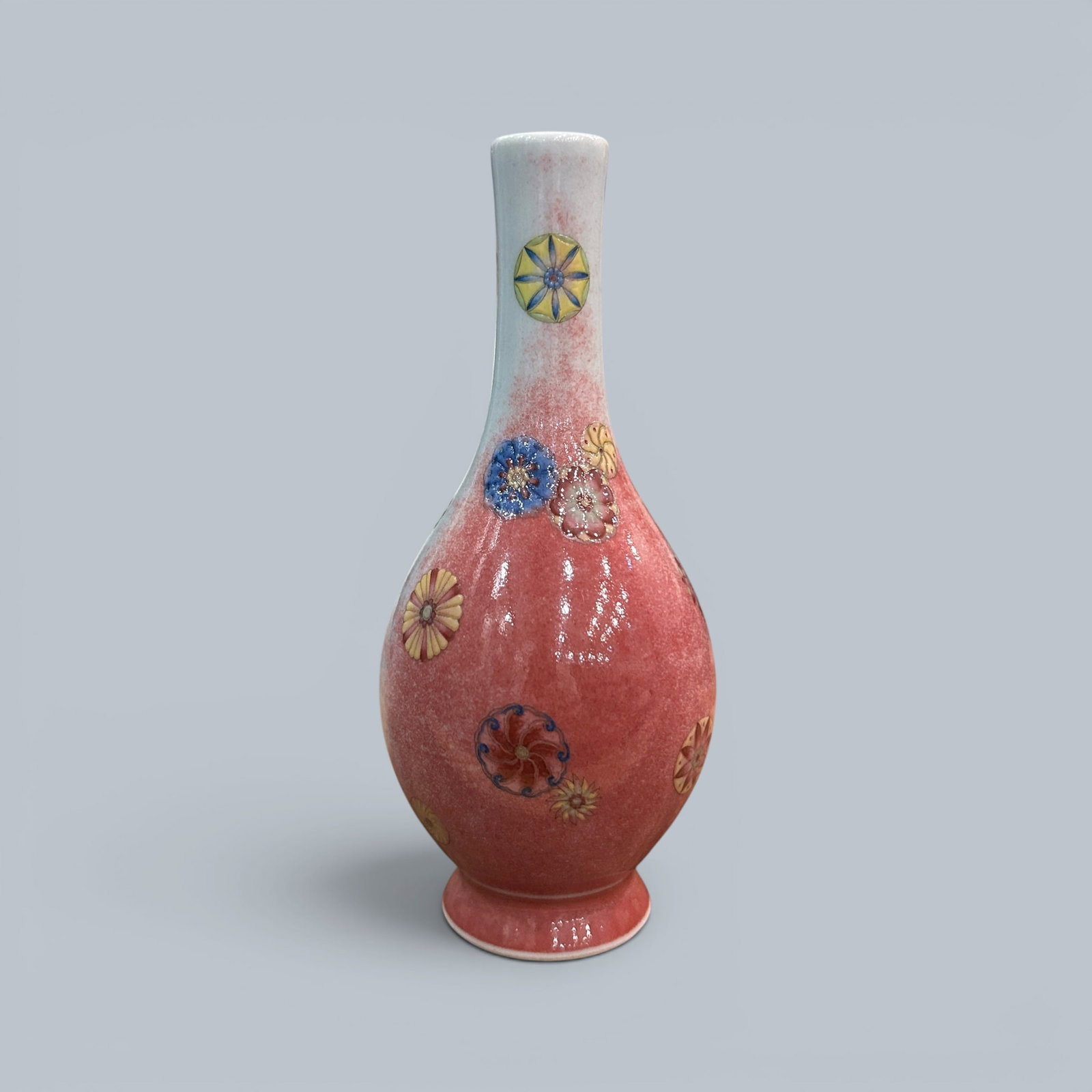 Chinese Art, A Red-Glazed Famille Rose Vase Decorated with Floral Balls, 18th Century, Qing Dynasty (1 of 7)