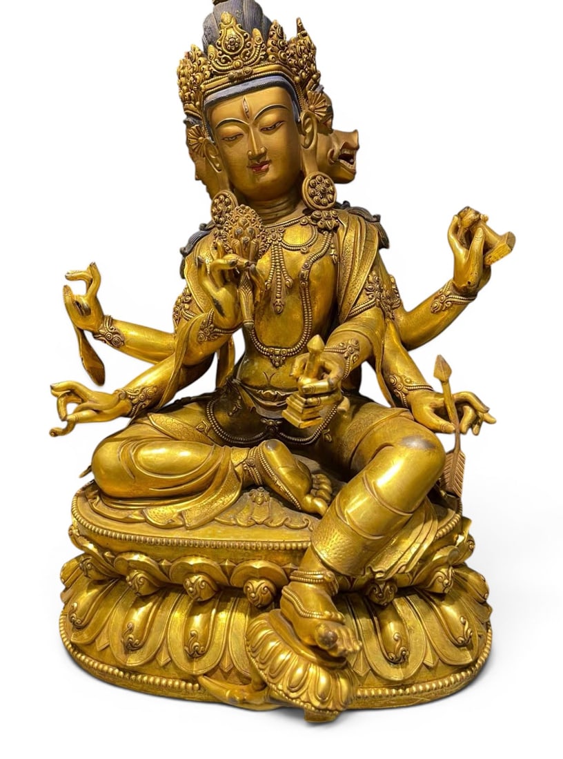 Himalayan Art, Tibet, A Gilt-Bronze Figure of Ushnishavijaya, 16th-C17th Century (1 of 9)