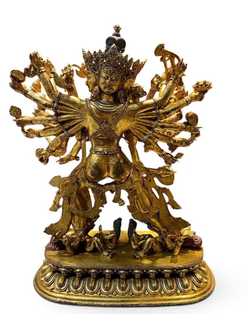 Himalayan Art, Tibet, A Gilt-Bronze Figure of Kalachakra, 16th-18th Century: Himalayan Art, Tibet, A Gilt-Bronze Figure of Kalachakra, 16th-18th Century, Height 33 cm.