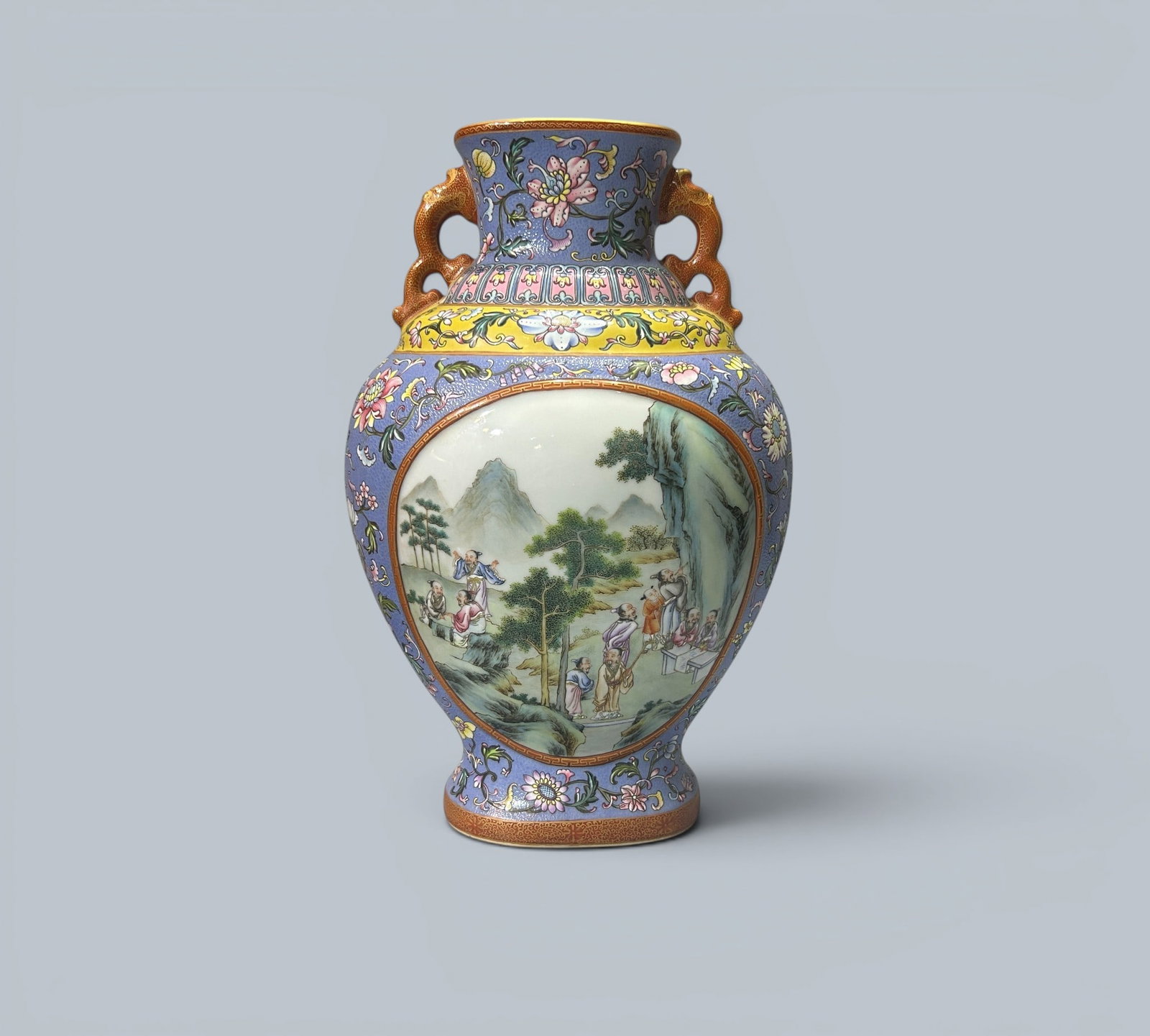 Chinese Art, A Famille Rose Vase Decorated with Figures, 18th Century, Qing Dynasty: Chinese Art, A Famille Rose Vase Decorated with Figures, 18th Century, Qing Dynasty, Height 32 cm.