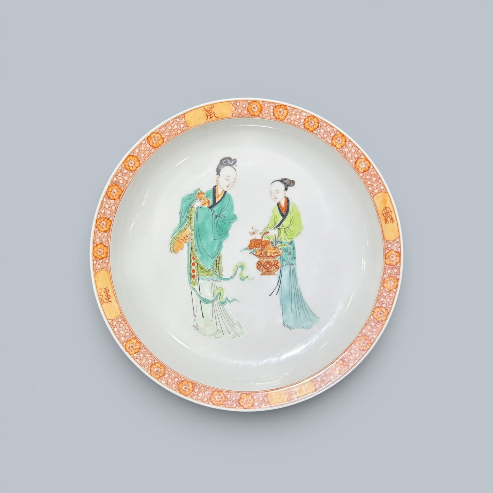 Chinese Art, A Wucai Dish Decorated with Figures, 17th Century, Qing Dynasty (1 of 6)