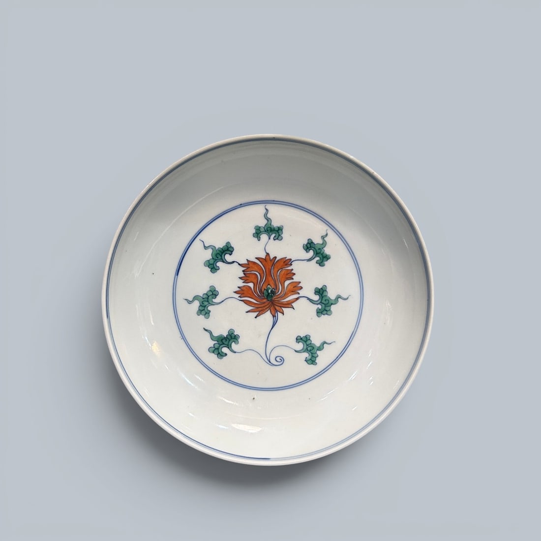 Chinese Art, A Doucai Dish Decorated with Floral Motifs, 18th Century, Qing Dynasty (1 of 9)