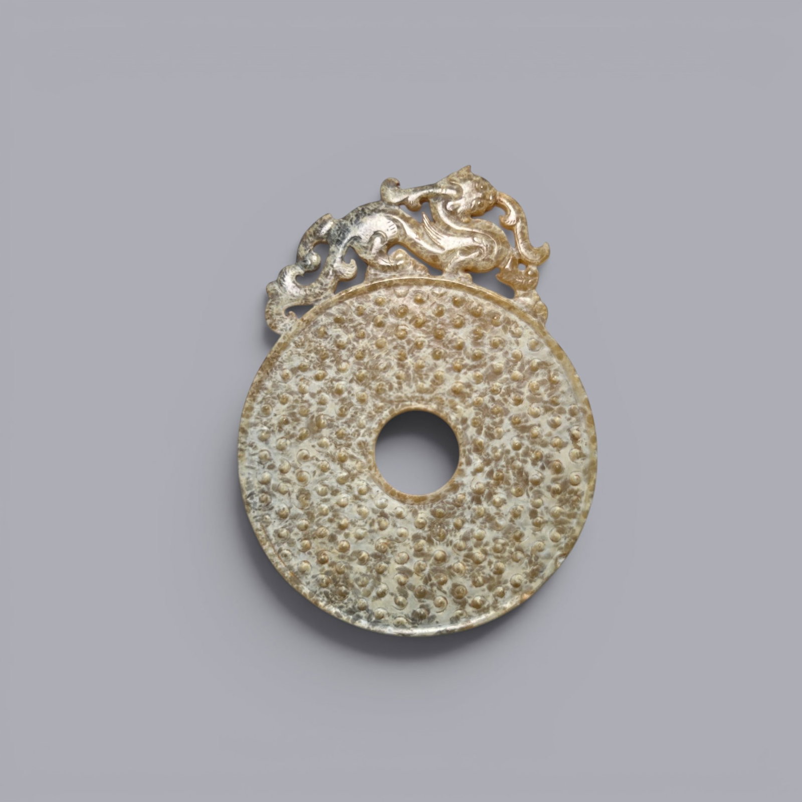 Chinese Art, A Dragon-Shaped Jade Disc (Bi), 3rd Century BC-3rd Century AD, Han Dynasty (1 of 9)